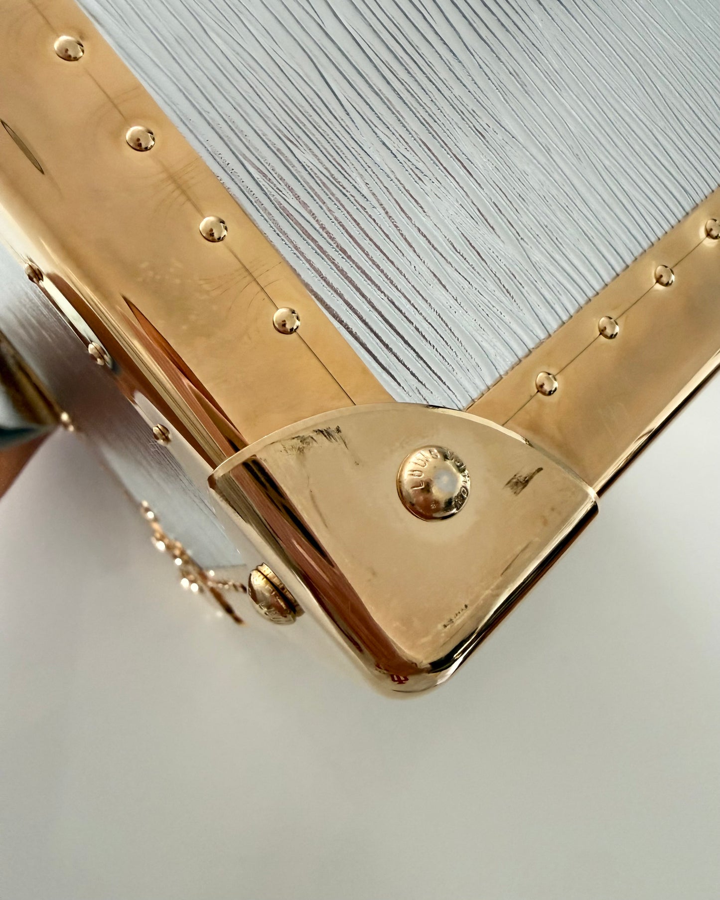 Louis Vuitton RARE Silver Epi Leather and Gold Metal Boite Promenade Case from Fall 2025 Runway