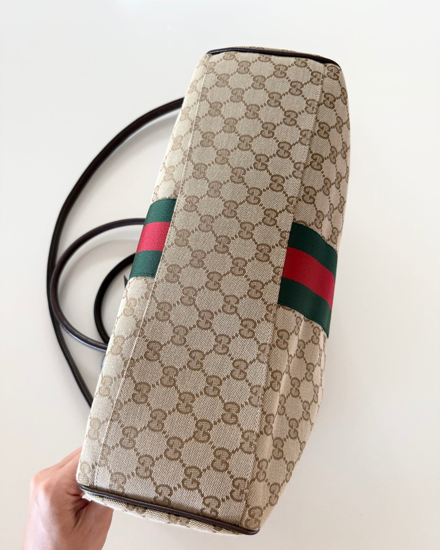 Gucci Canvas Web Boressto Large Boston Bag