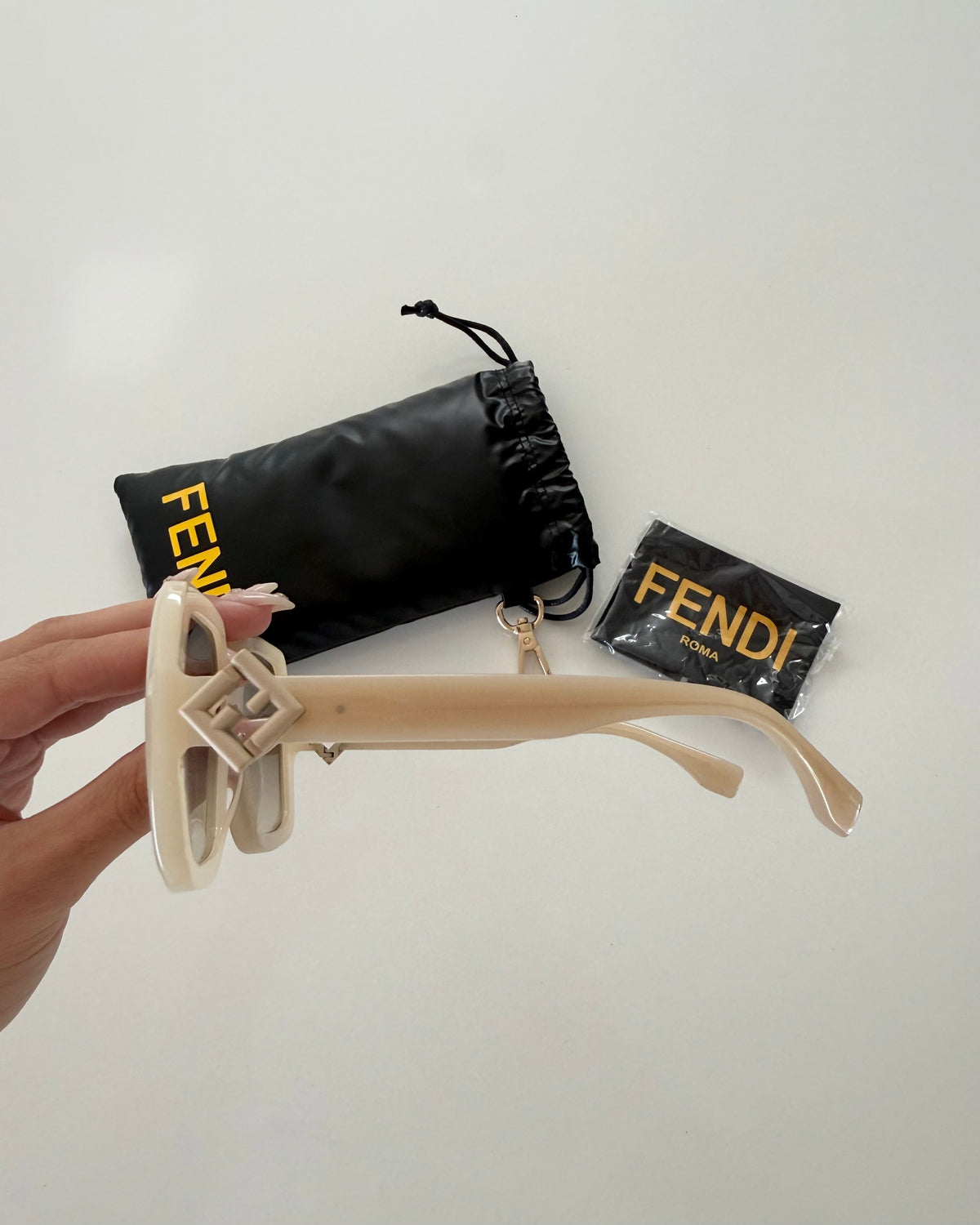 Fendi Monochromatic Neutral Square Frame Sunglasses