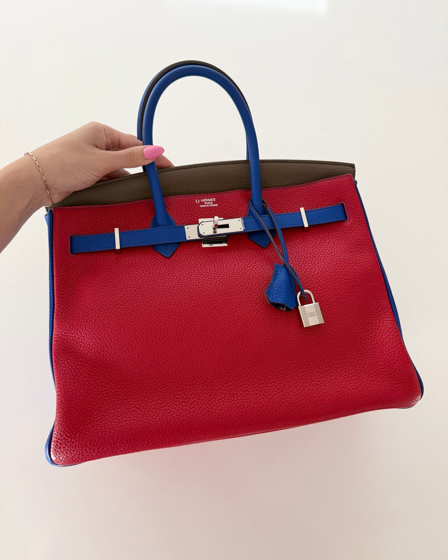 Hermes Special Order Tri-Color Togo Leather Birkin 35 with Palladium Hardware from 2012