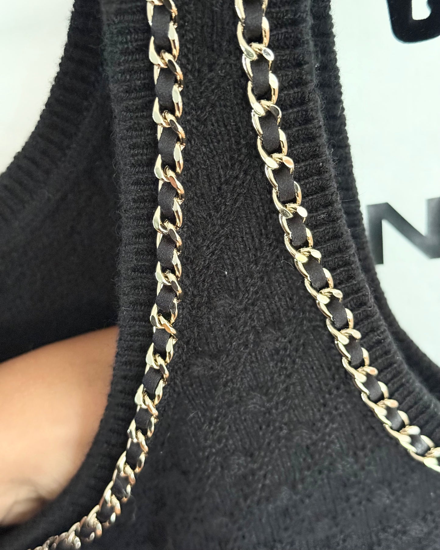 Chanel Black Knit and Chain Detail Tank from 2023 Size 36