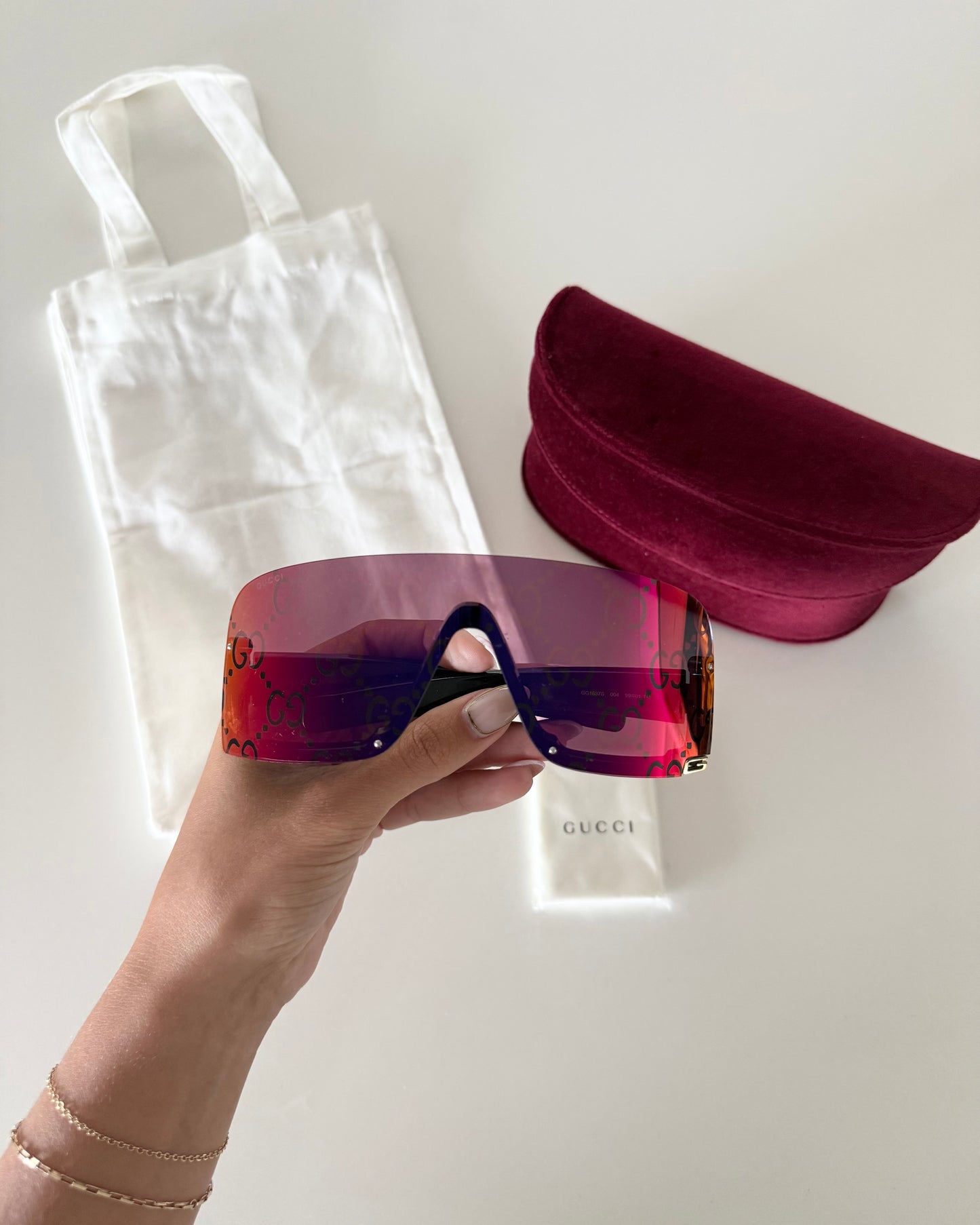 Gucci Colorful Logo Blade Sunglasses