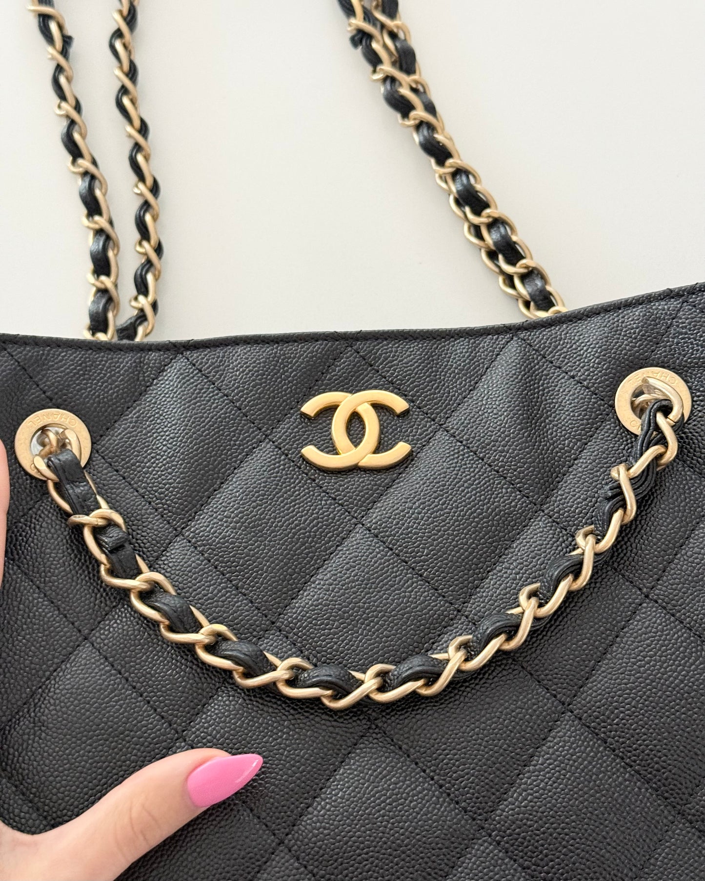 Chanel Black Caviar Classic Shopping Tote from 2022