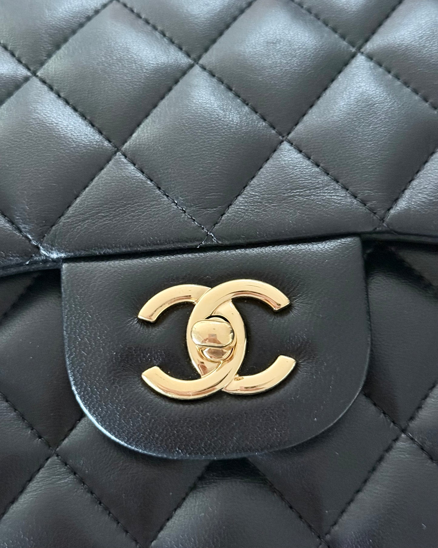 Chanel Black Quilted Lambskin Classic Jumbo