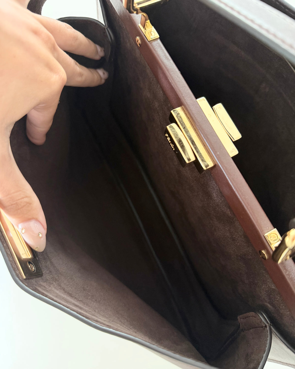 Fendi Dark Brown Leather Soft Large Peekaboo Bag from 2024