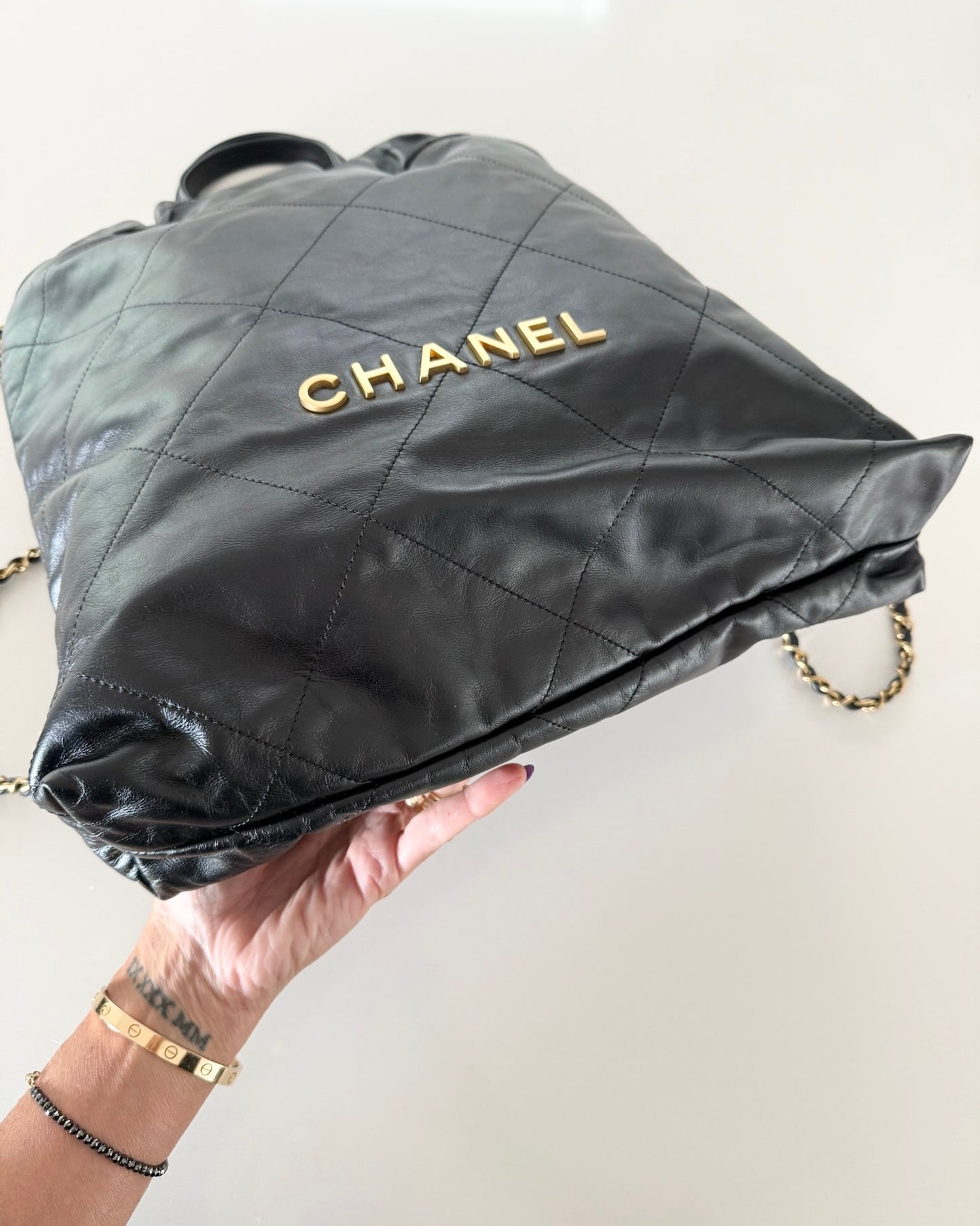 Chanel Black Leather 22 Backpack