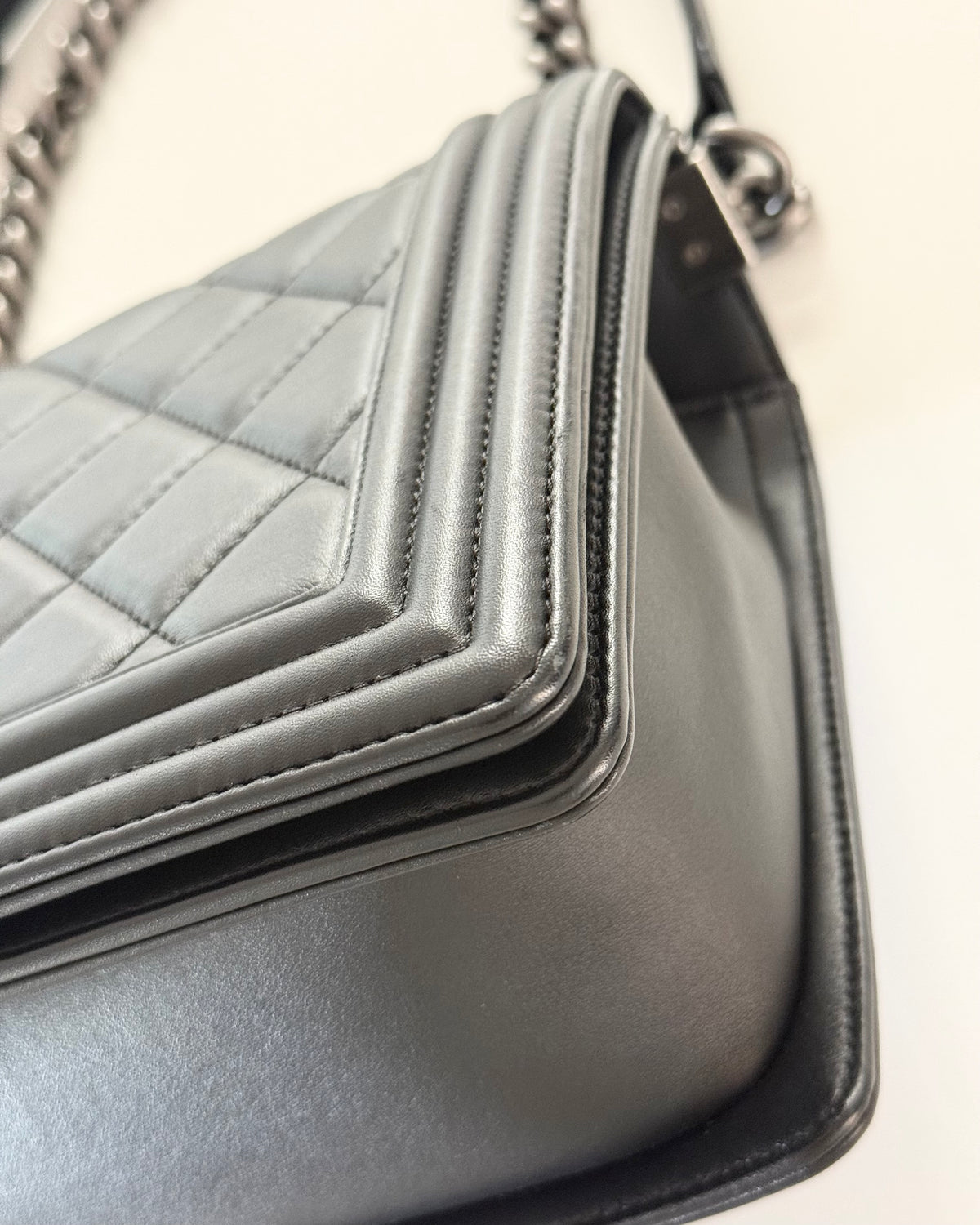 Chanel Black Large Boy Bag with Ruthenium Hardware 19 series from 2014