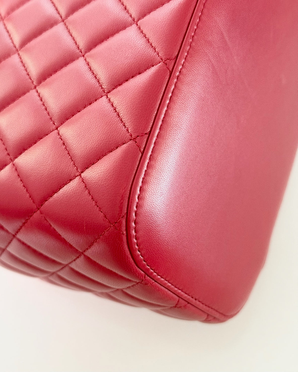 Chanel Red Lambskin Vanity Top Handle