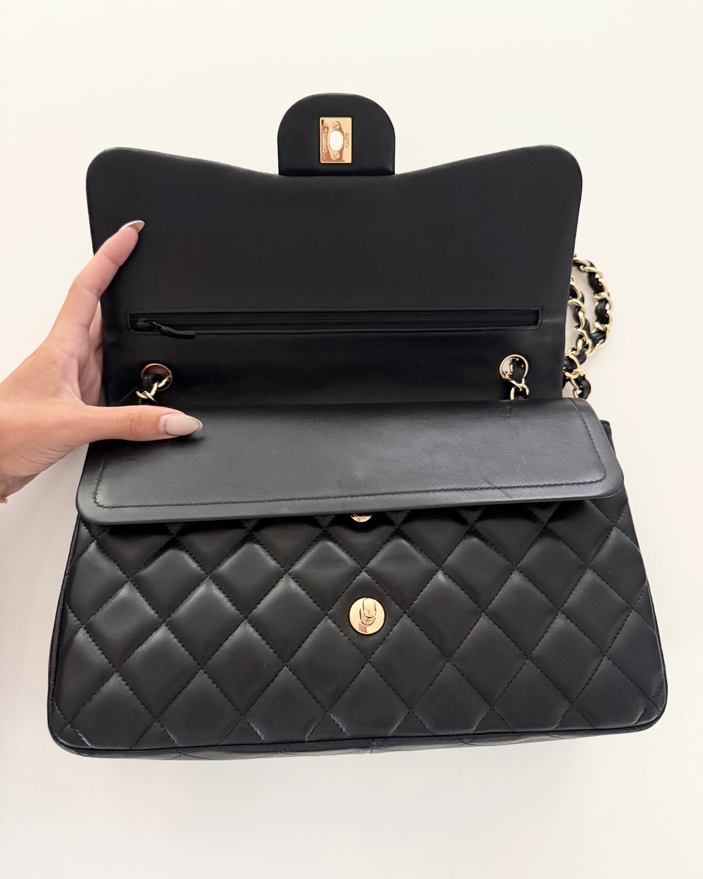 Chanel Black Quilted Lambskin Classic Jumbo