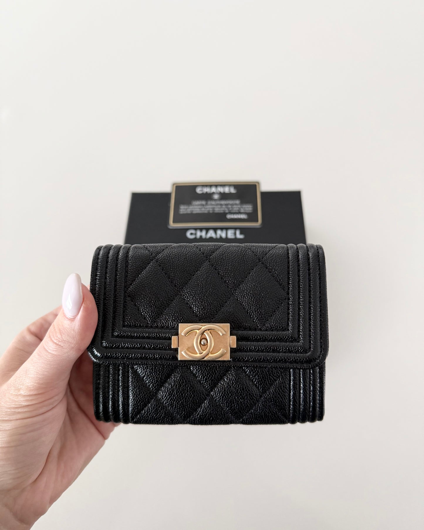 Chanel Black Caviar Boy Small Flap Wallet