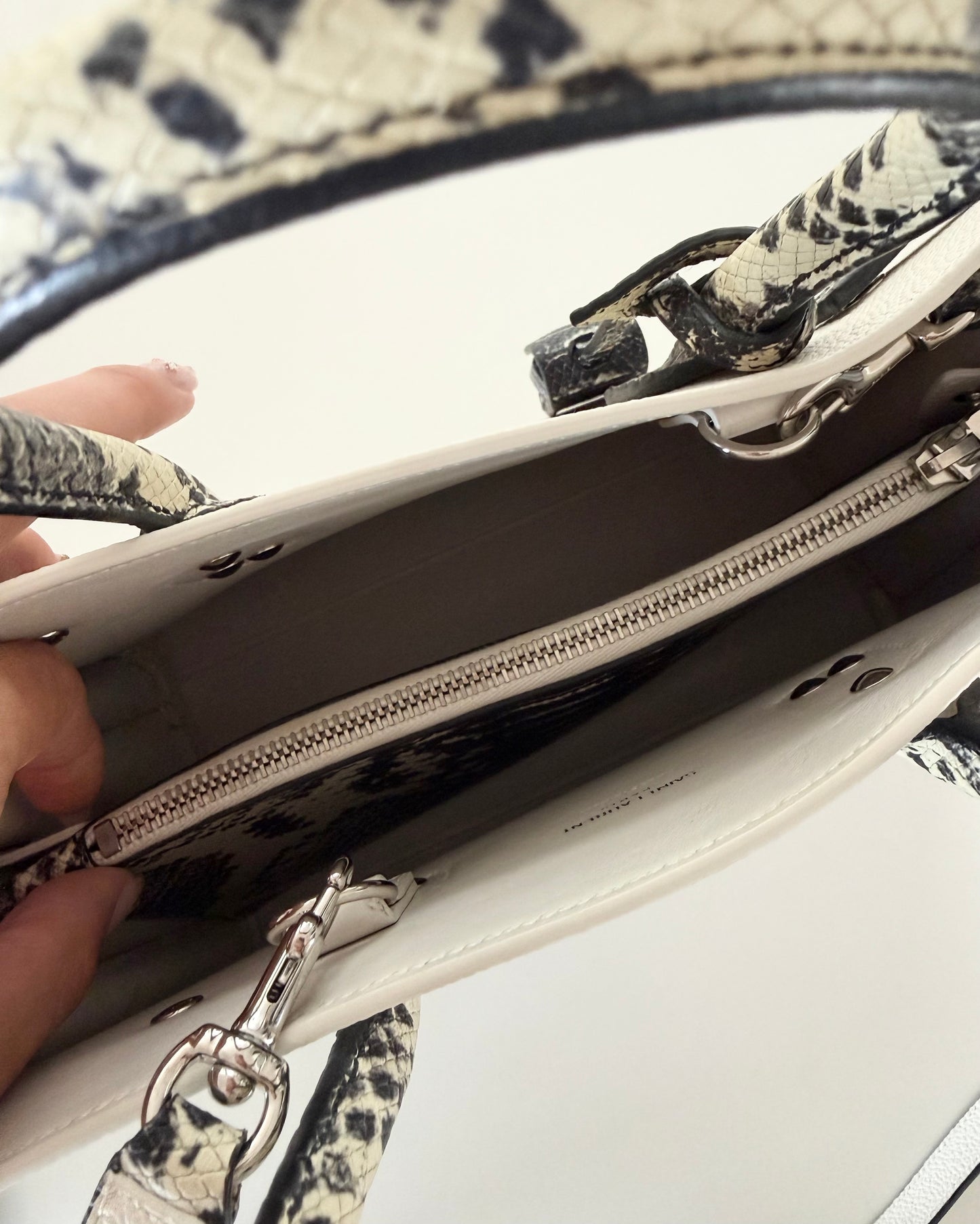 Saint Laurent Ivory Leather and Snake Embossed Sac de Jour Tote from 2016