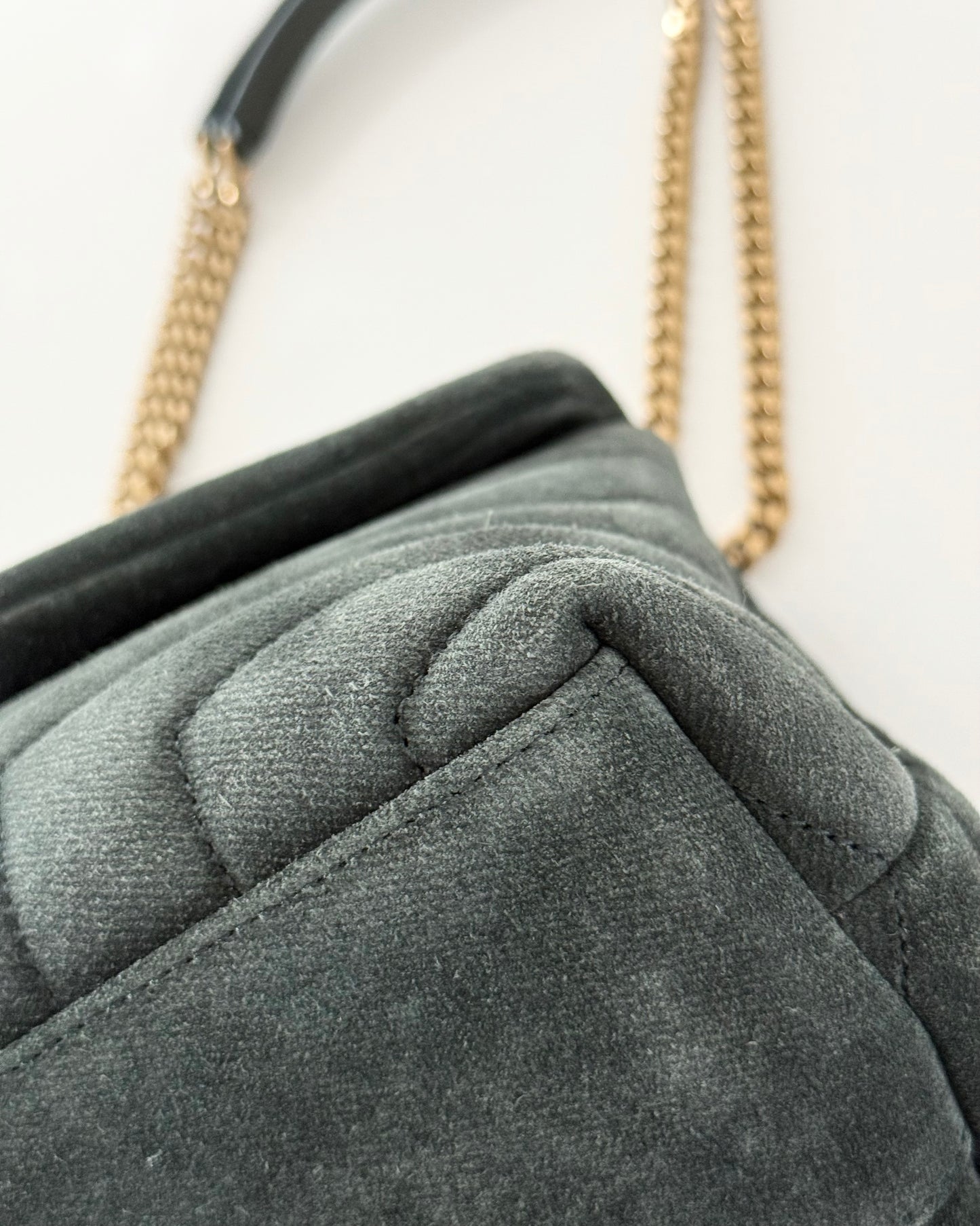 Saint Laurent Dark Green Suede Small LouLou Bag