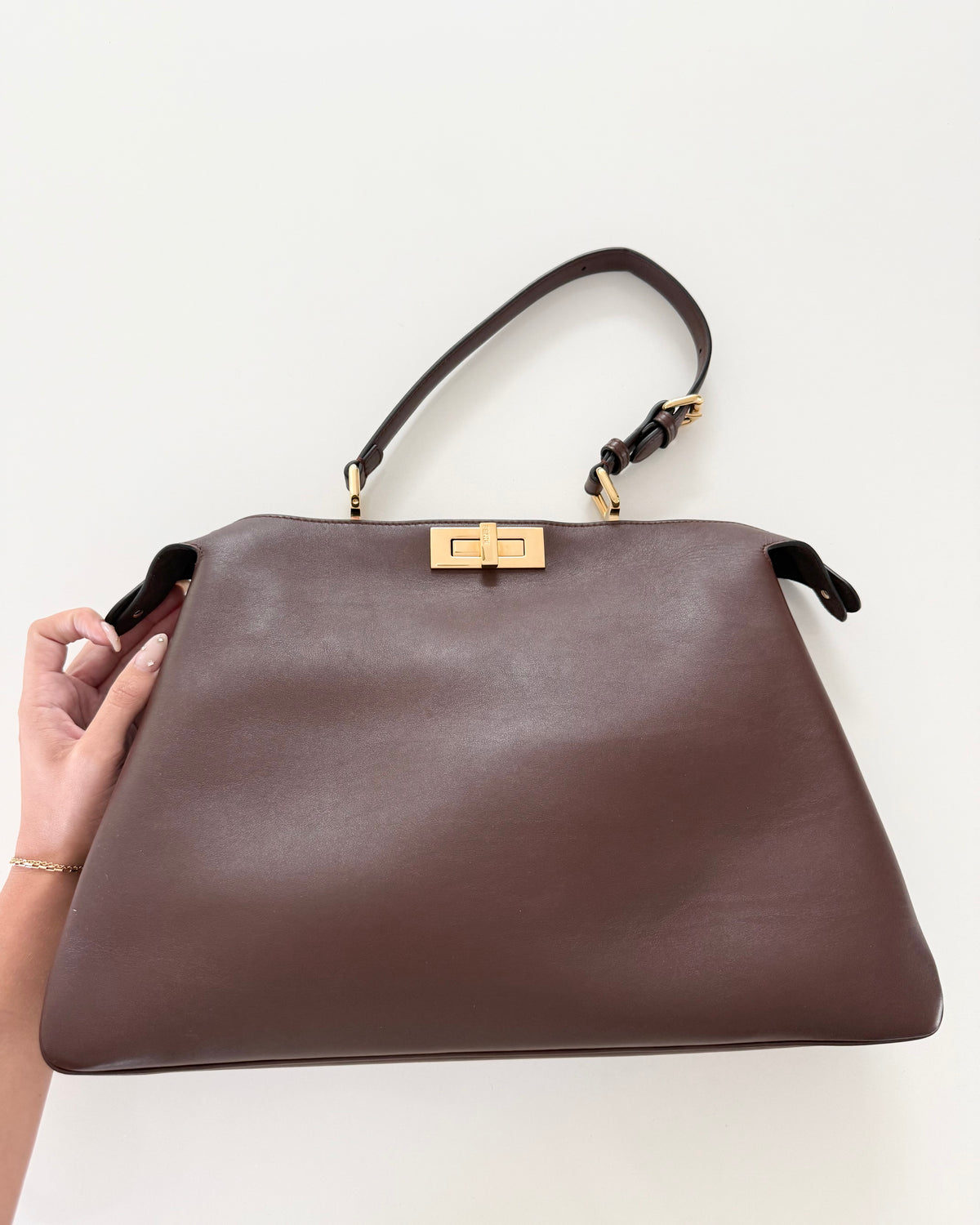 Fendi Dark Brown Leather Soft Large Peekaboo Bag from 2024