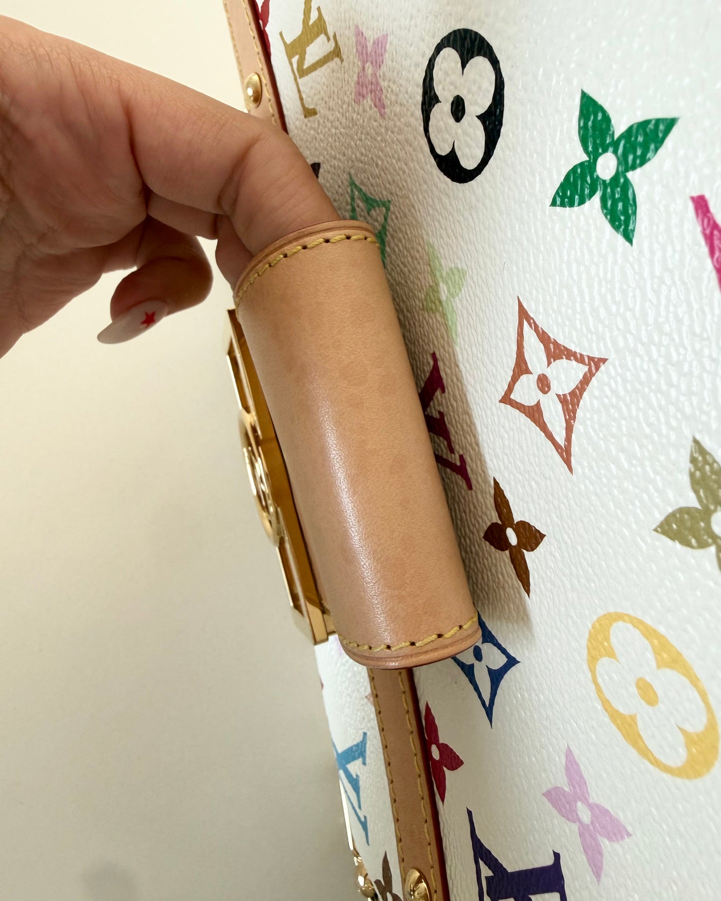 Louis Vuitton x TM White and Multicolor Monogram Dauphine GM Bag
