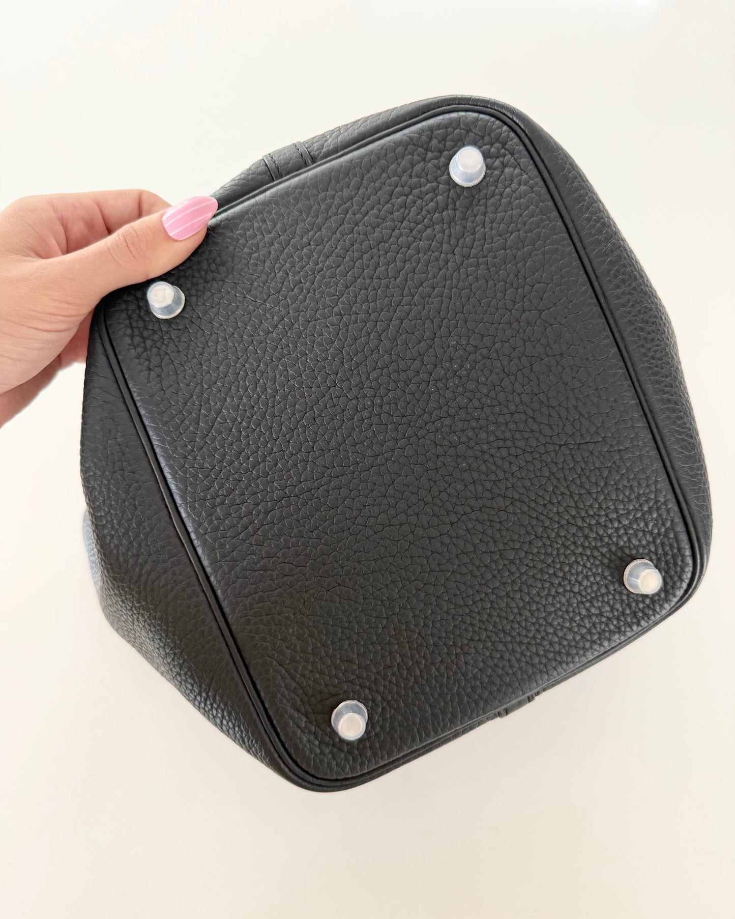 Hermes Black Clemence Picotin 22 with Palladium Hardware from 2020 (Y)