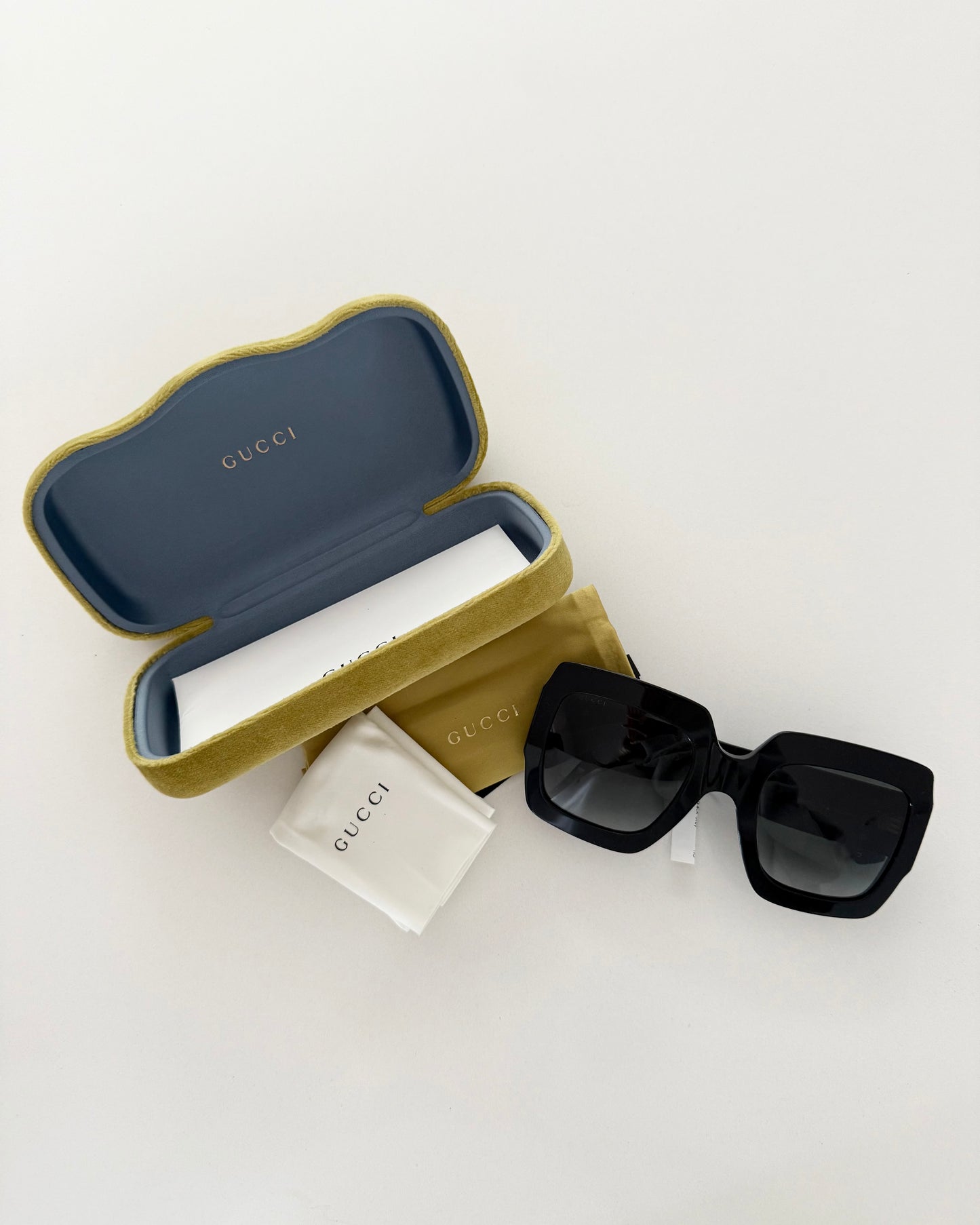 Gucci Black Square Sunnies with Glitter Sides