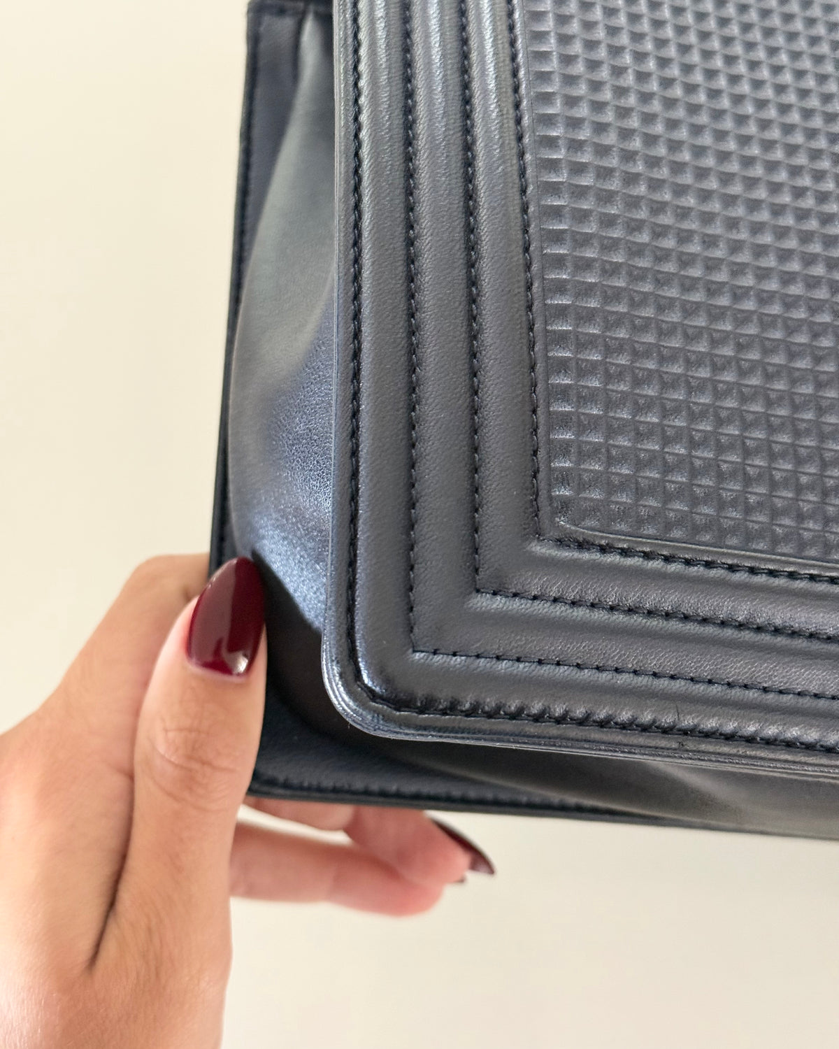 Chanel Navy with Red Accent Rare Cube Large Boy Bag 18 series from 2013-14