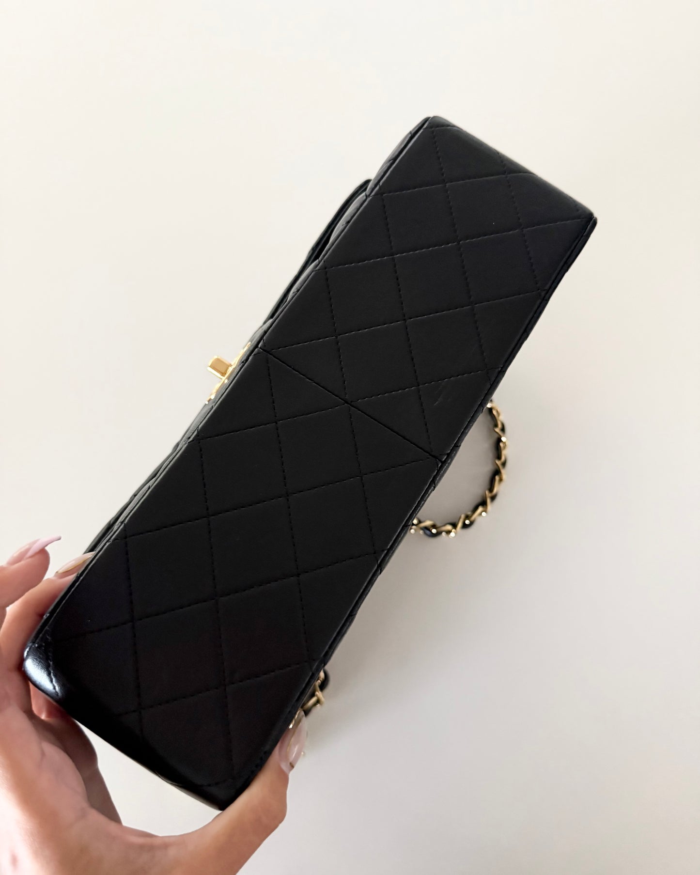 Chanel Black Quilted Lambskin Classic Jumbo