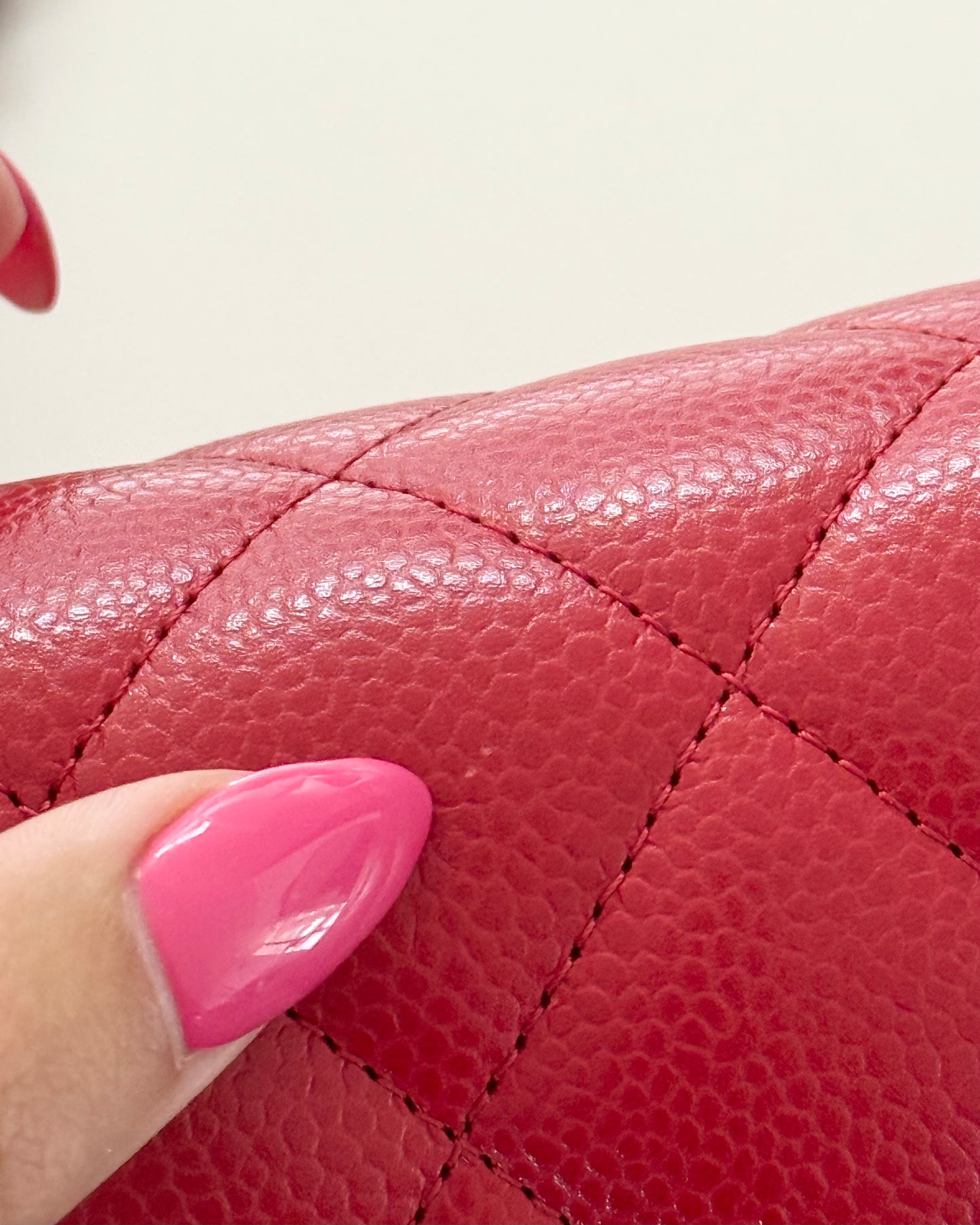 Chanel Red Caviar Quilted Jumbo with Ruthenium Hardware 21 series from 2015