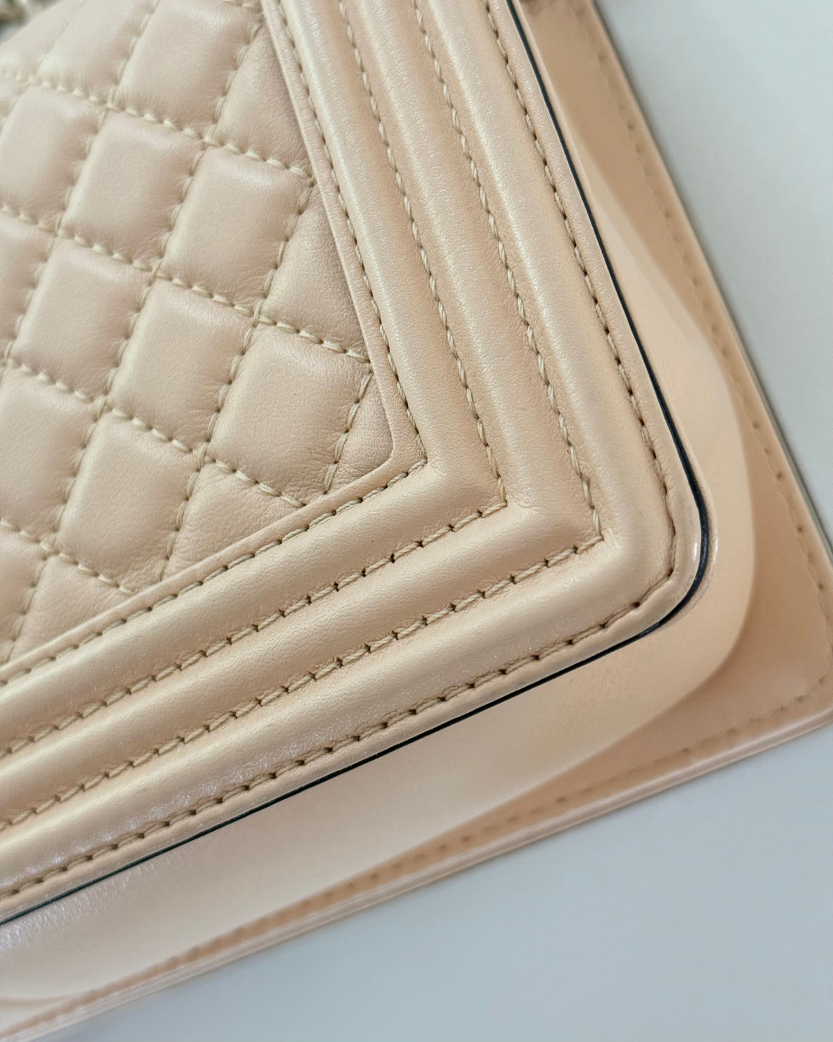 Chanel Rare Blush Leather Top Handle Medium Boy Bag 27 series from 2019