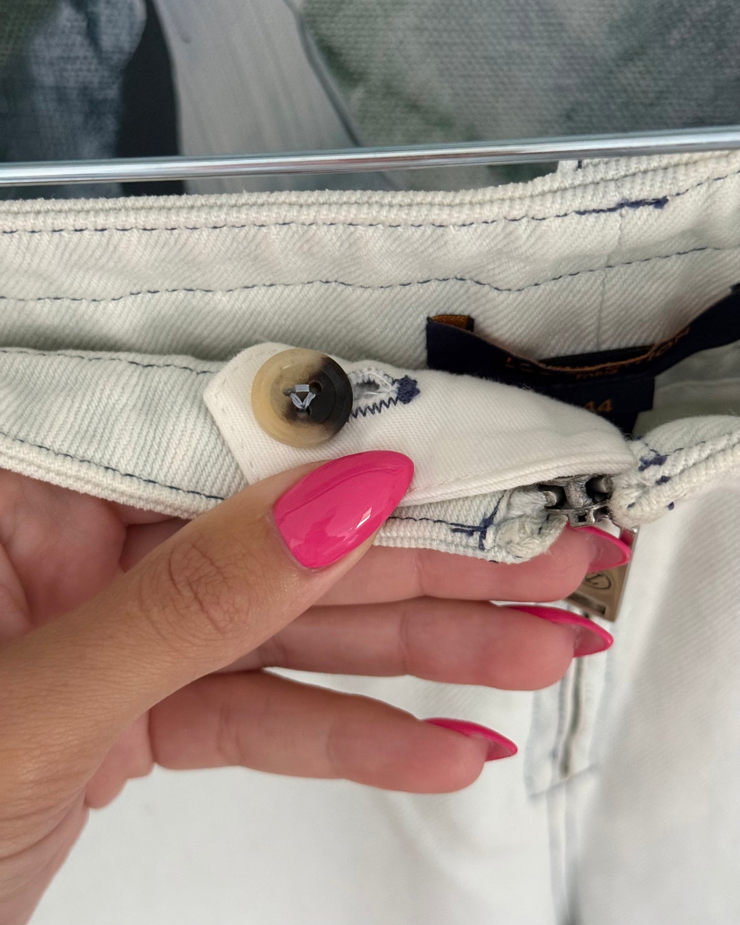 Louis Vuitton White Washed Zipped Denim with Monogram Stripes Down the Sides Size 44