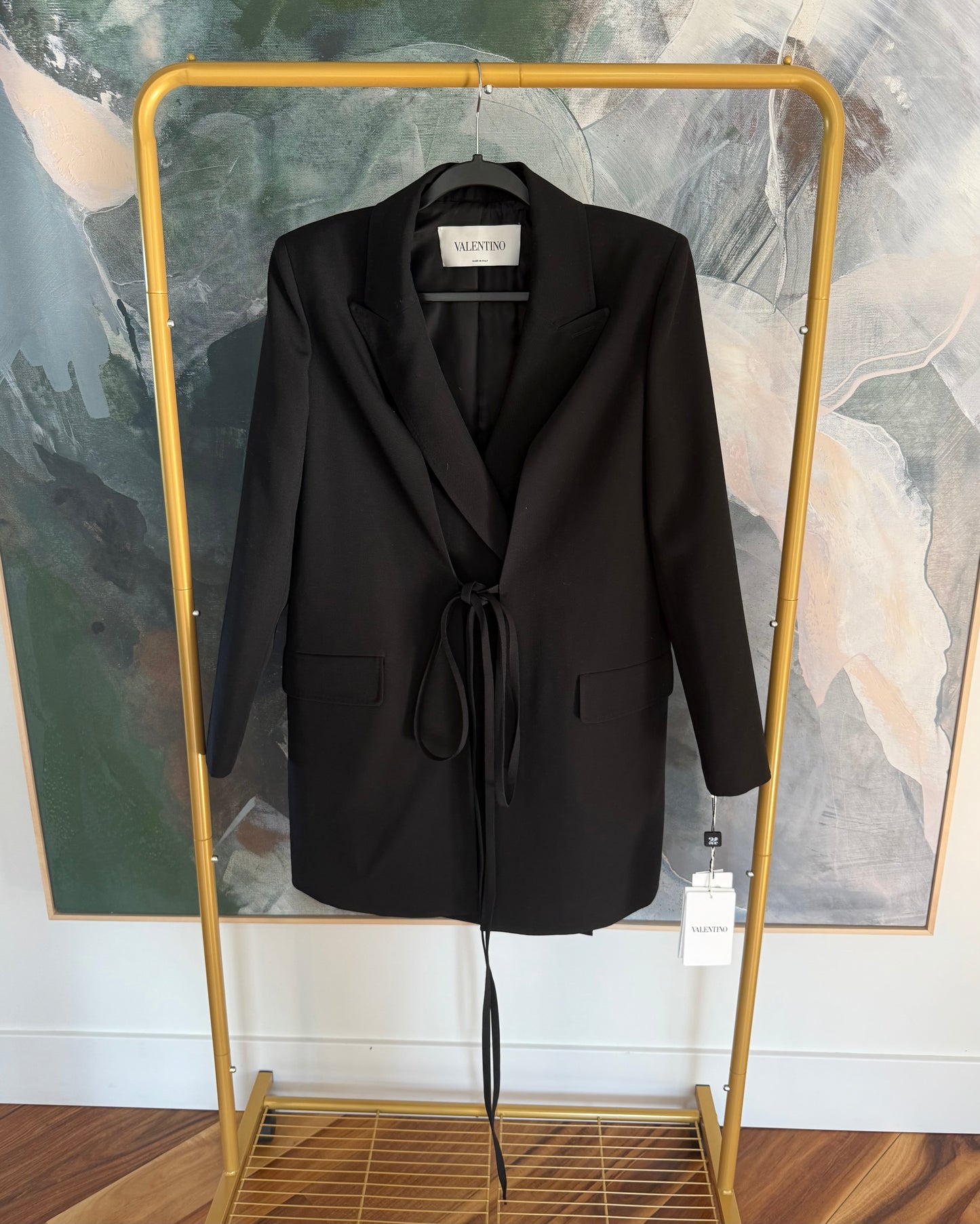 Valentino Black Bow-Tie Blazer Jacket Mini Dress Size 42