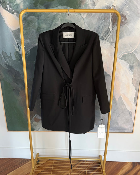 Valentino Black Bow-Tie Blazer Jacket Mini Dress Size 42