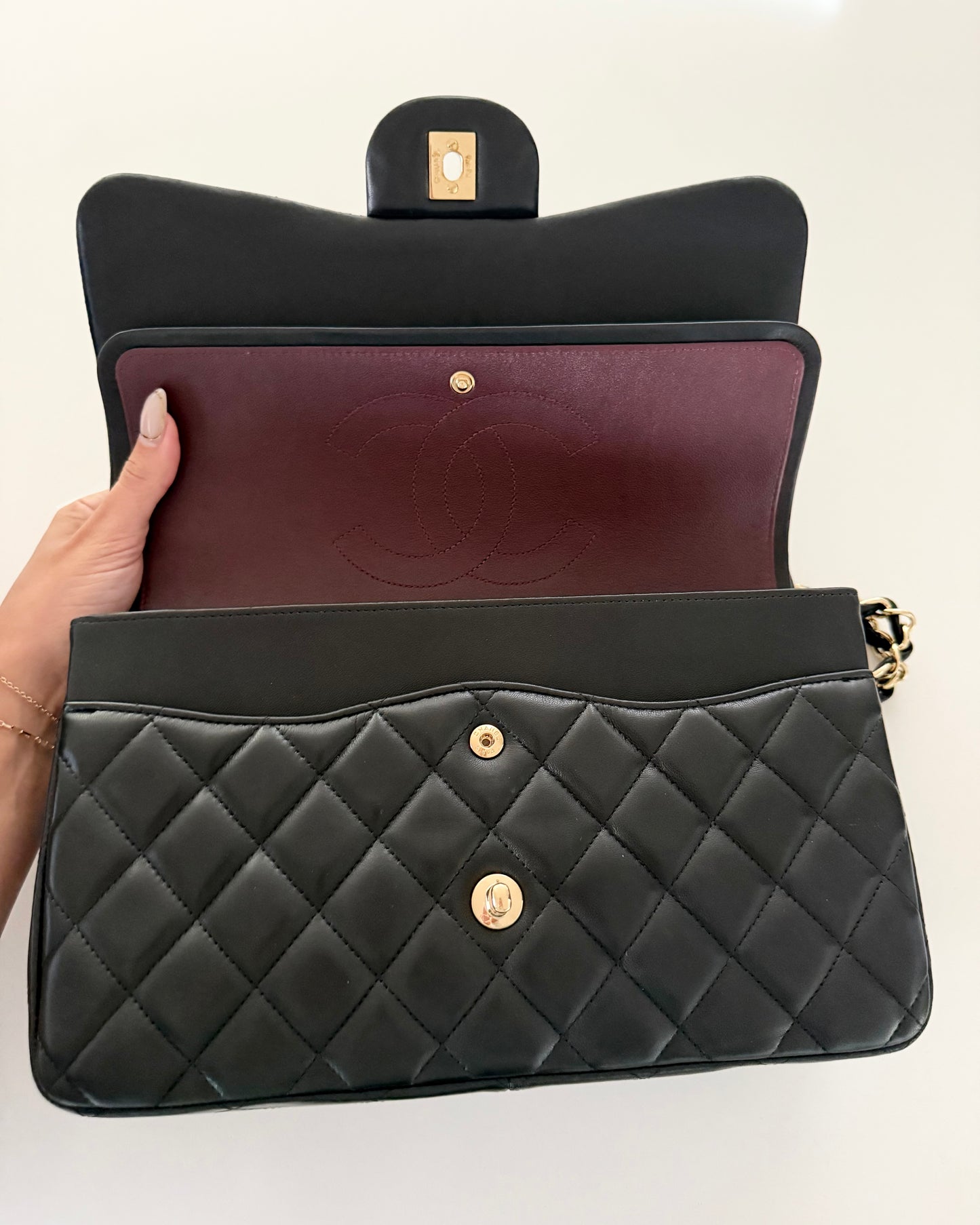 Chanel Black Quilted Lambskin Classic Jumbo