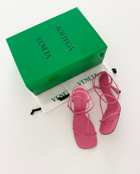 Bottega Veneta Pink The Line Strappy Heels Size 38.5