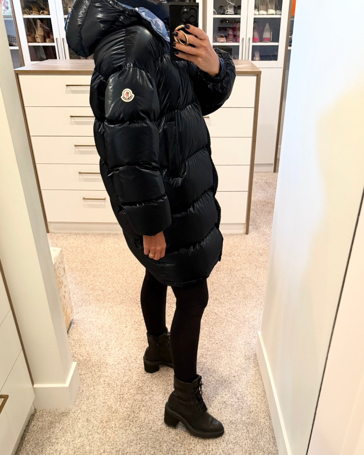 Moncler Metallic Blue Down Gaou Parka Jacket size 2/M
