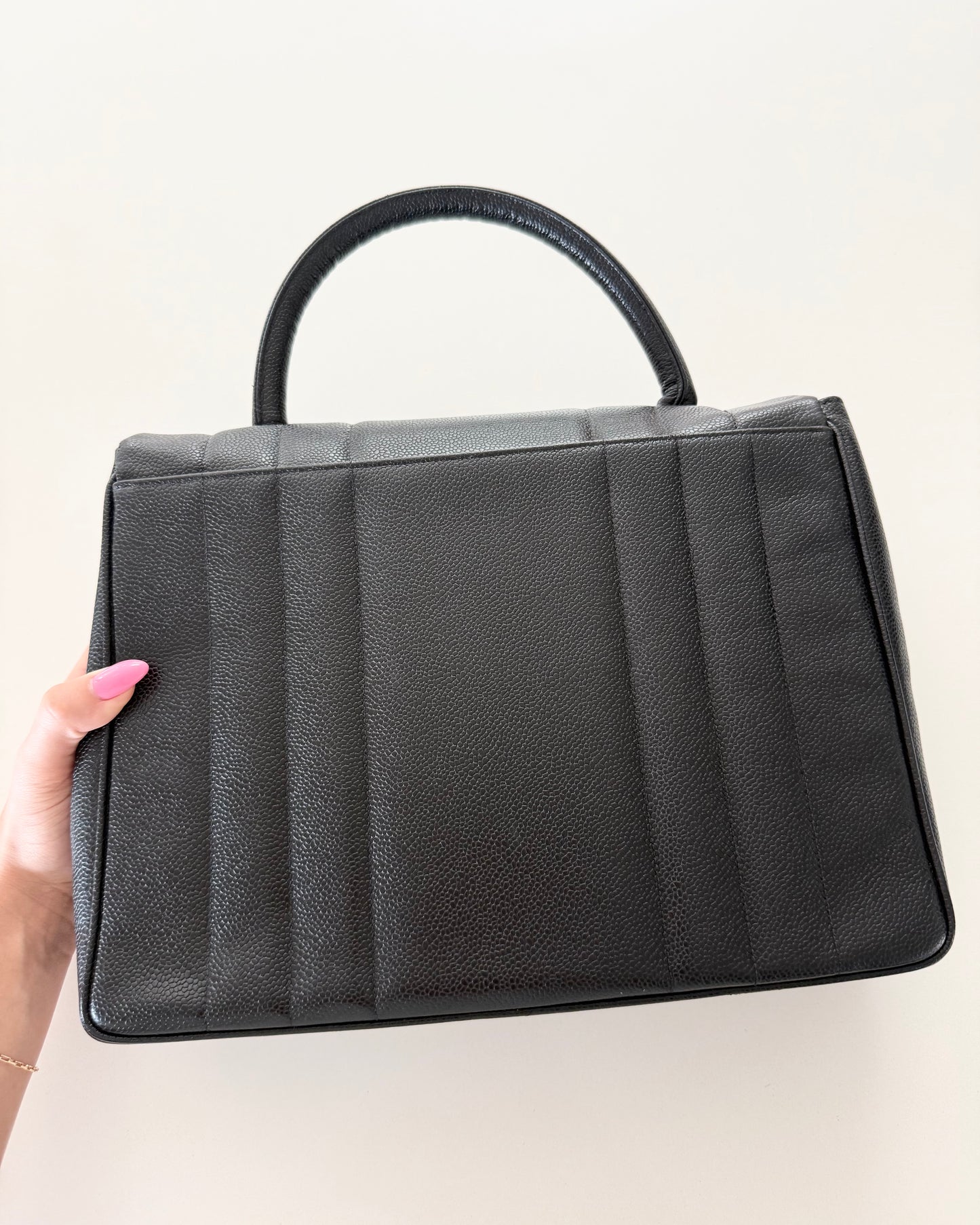 Chanel Vintage Black Caviar Mademoiselle Top Handle Handbag