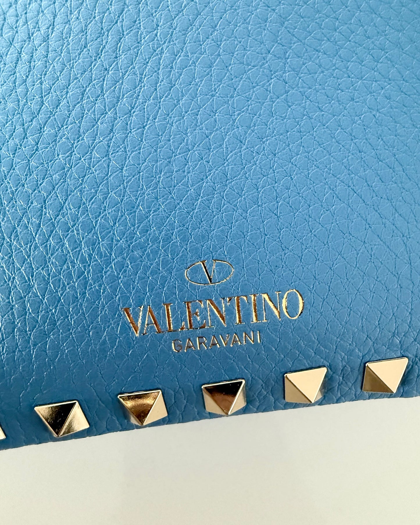 Valentino Blue Leather Rockstud Camera Bag Crossbody