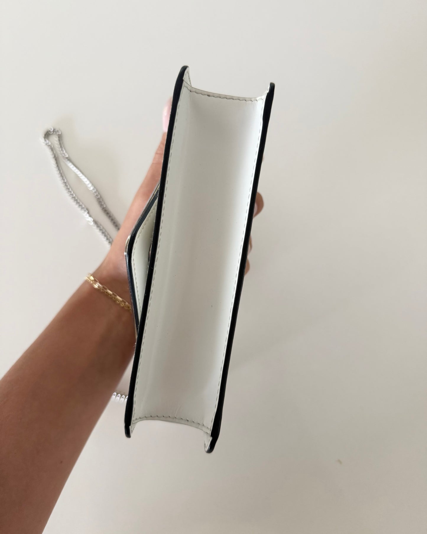 Prada White Maxi Triangle Logo Small Flap Bag