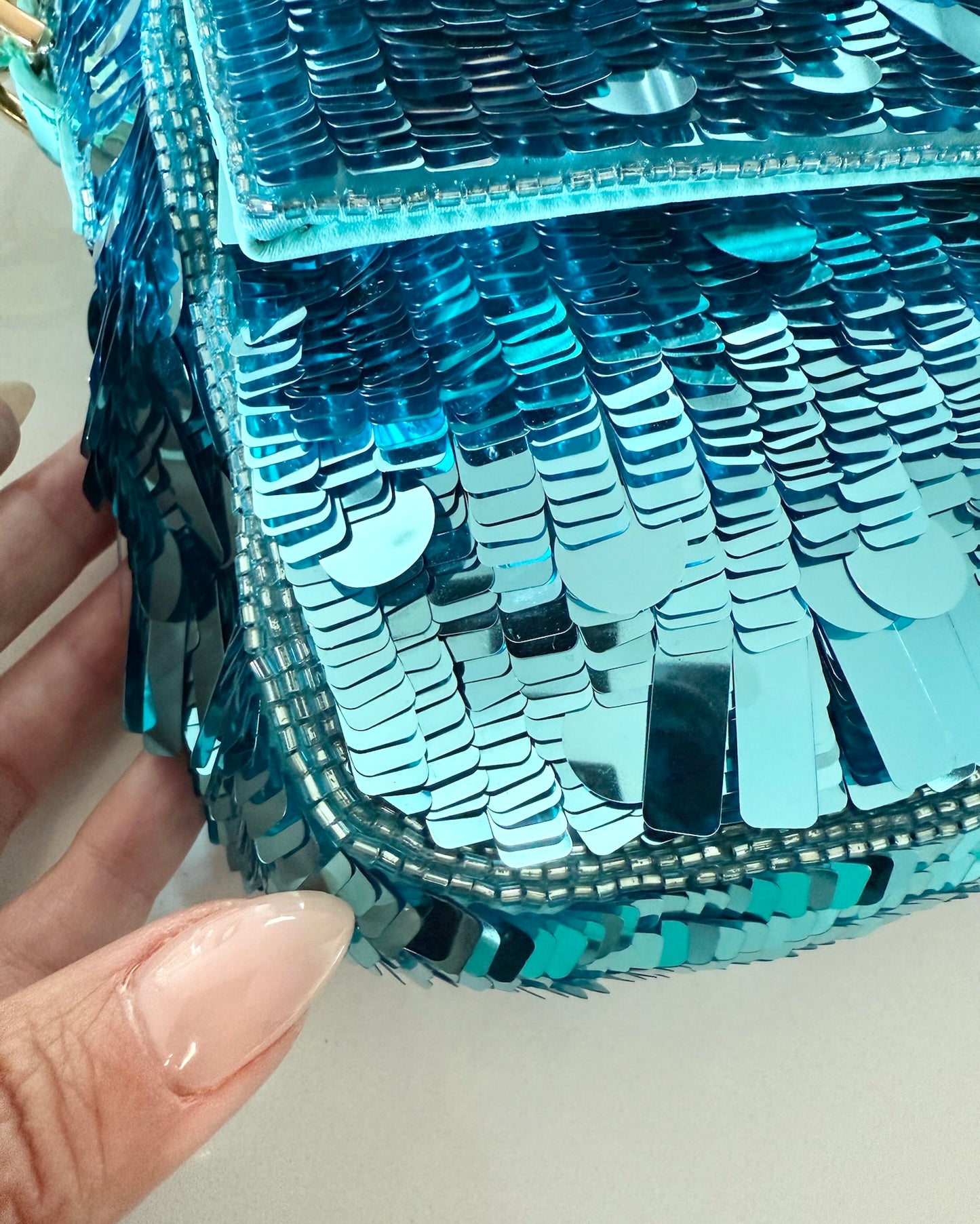 Fendi Turquoise Sequin Baguette