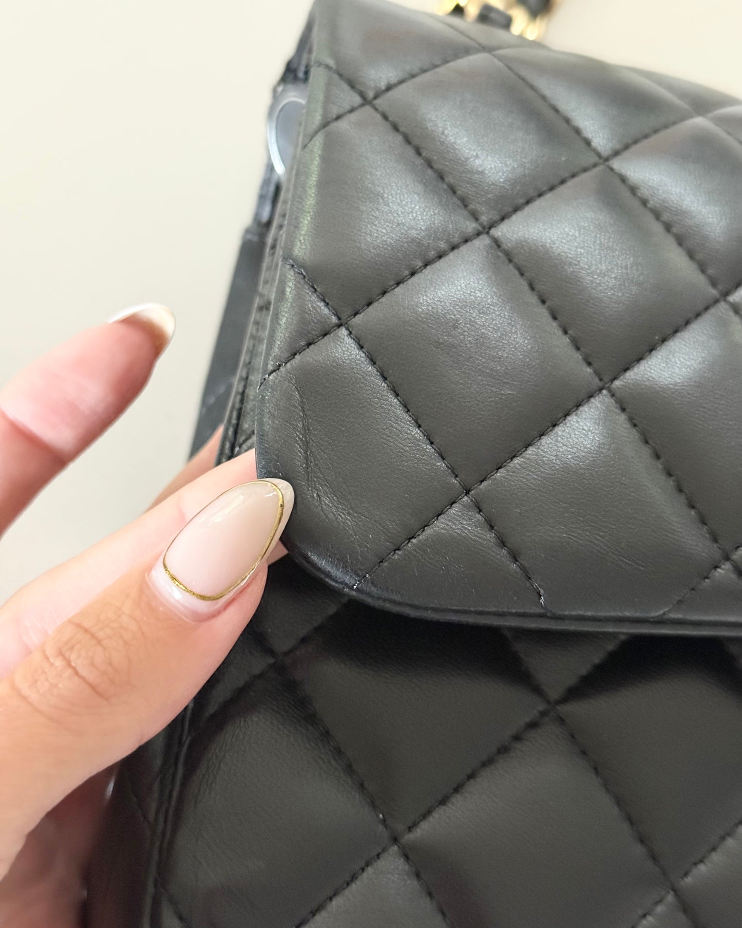 Chanel Black Quilted Lambskin Classic Jumbo