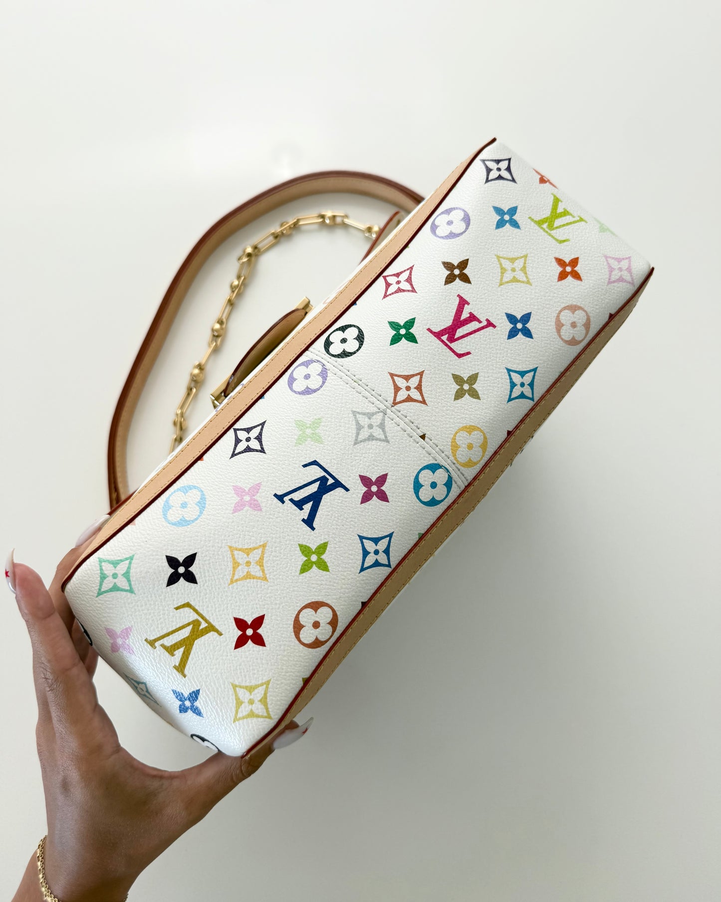 Louis Vuitton x TM White and Multicolor Monogram Dauphine GM Bag