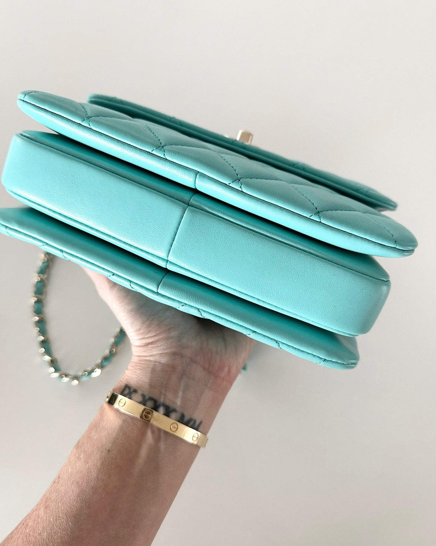Chanel Tiffany Blue Lambskin Quilted Mini Trendy
