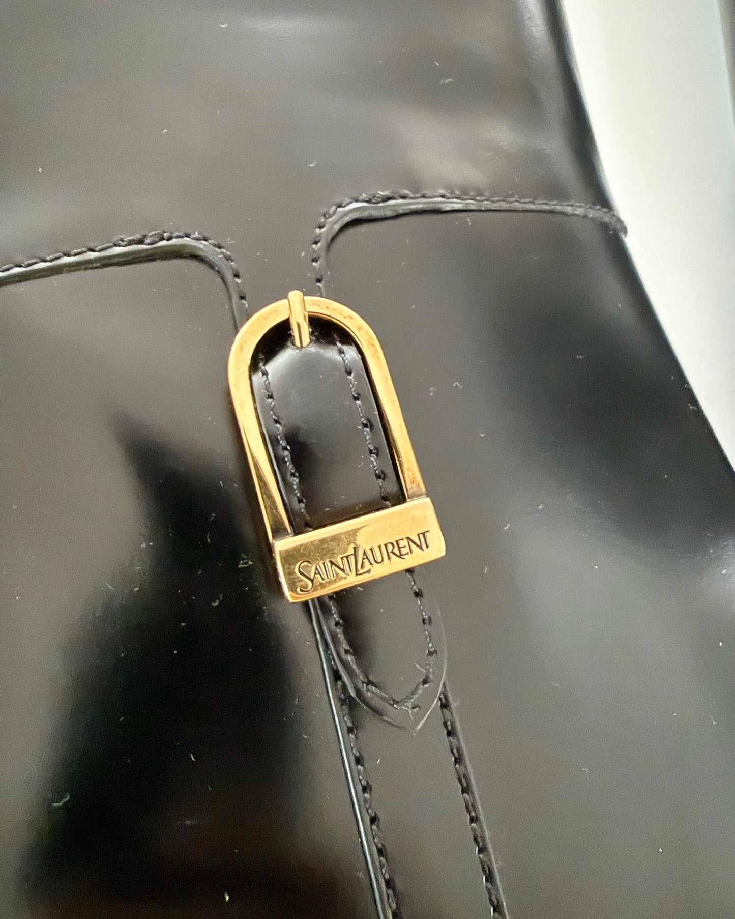 Saint Laurent Black Smooth Leather Knee High Julia Boots Size 7.5/38