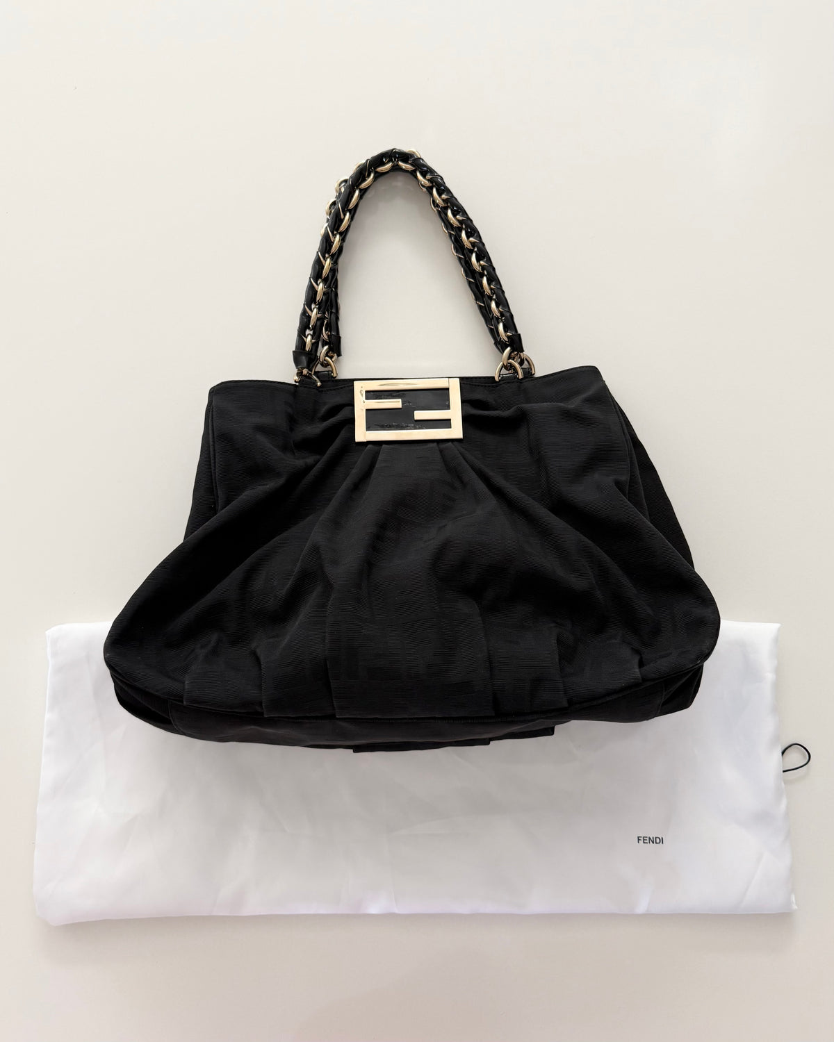 Fendi Black Vintage Canvas Zucca Mia Tote