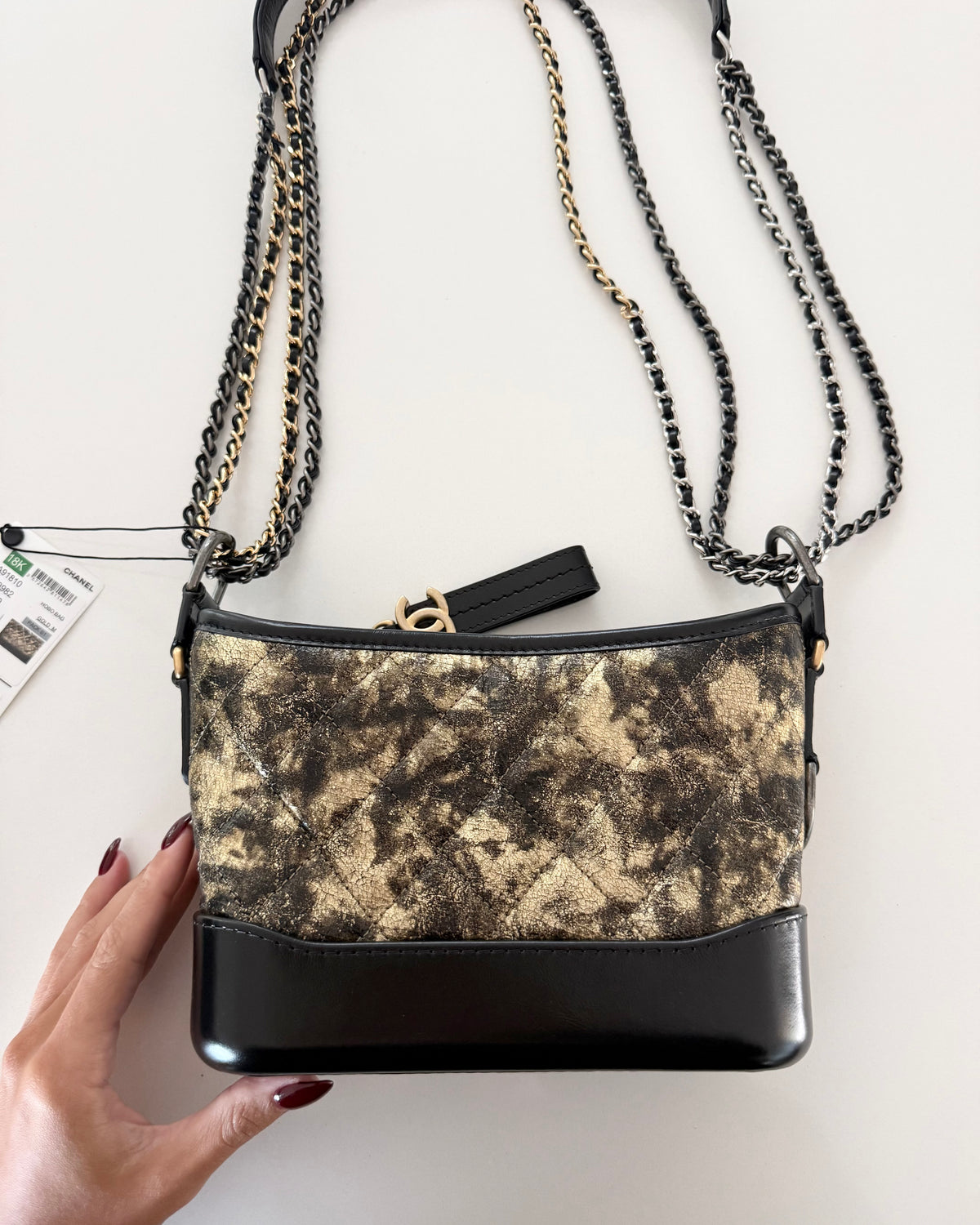 Chanel Black and Gold Gabrielle Mini Hobo Bag 26 series from 2018
