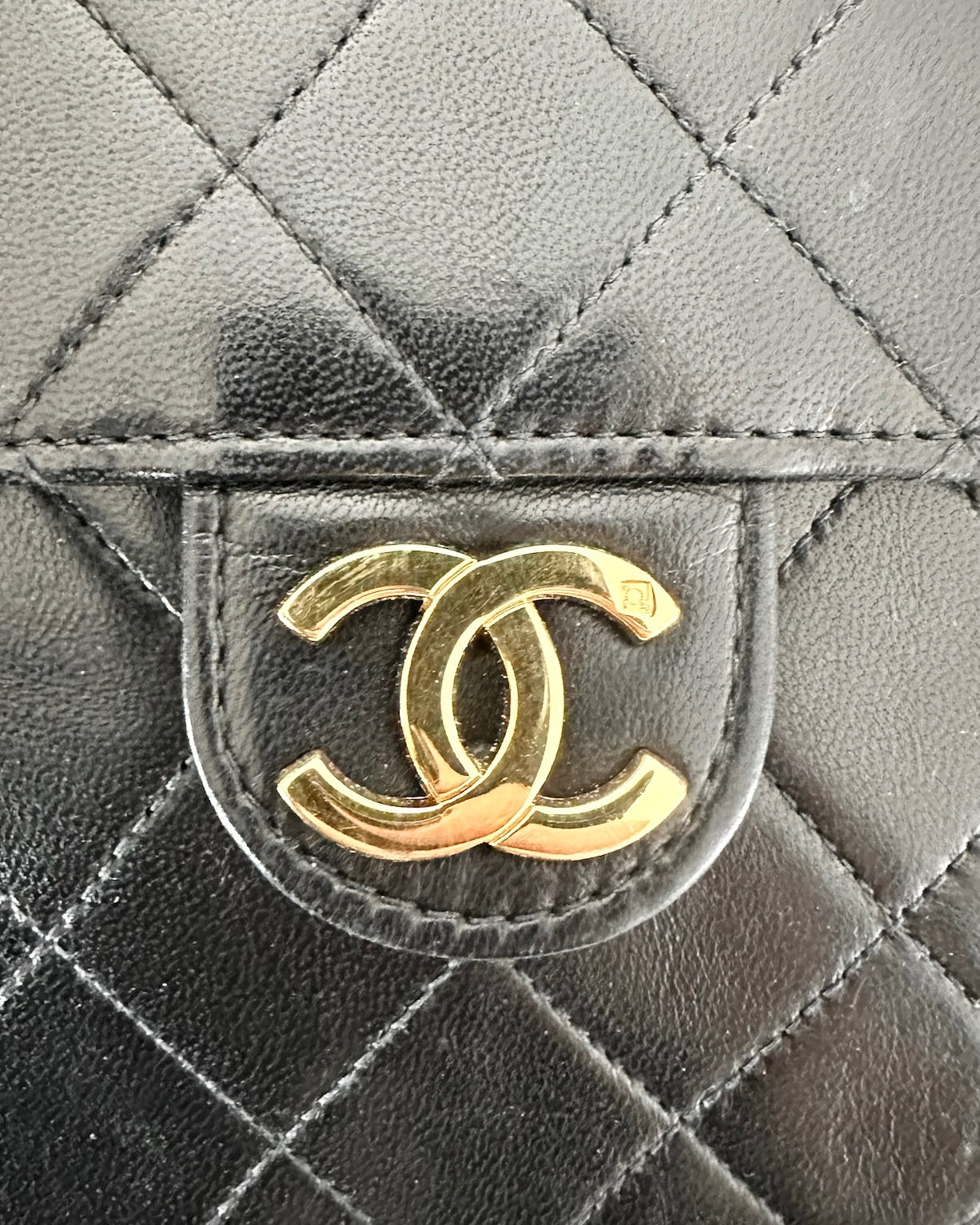 Chanel Vintage Black Lambskin Square Single Flap