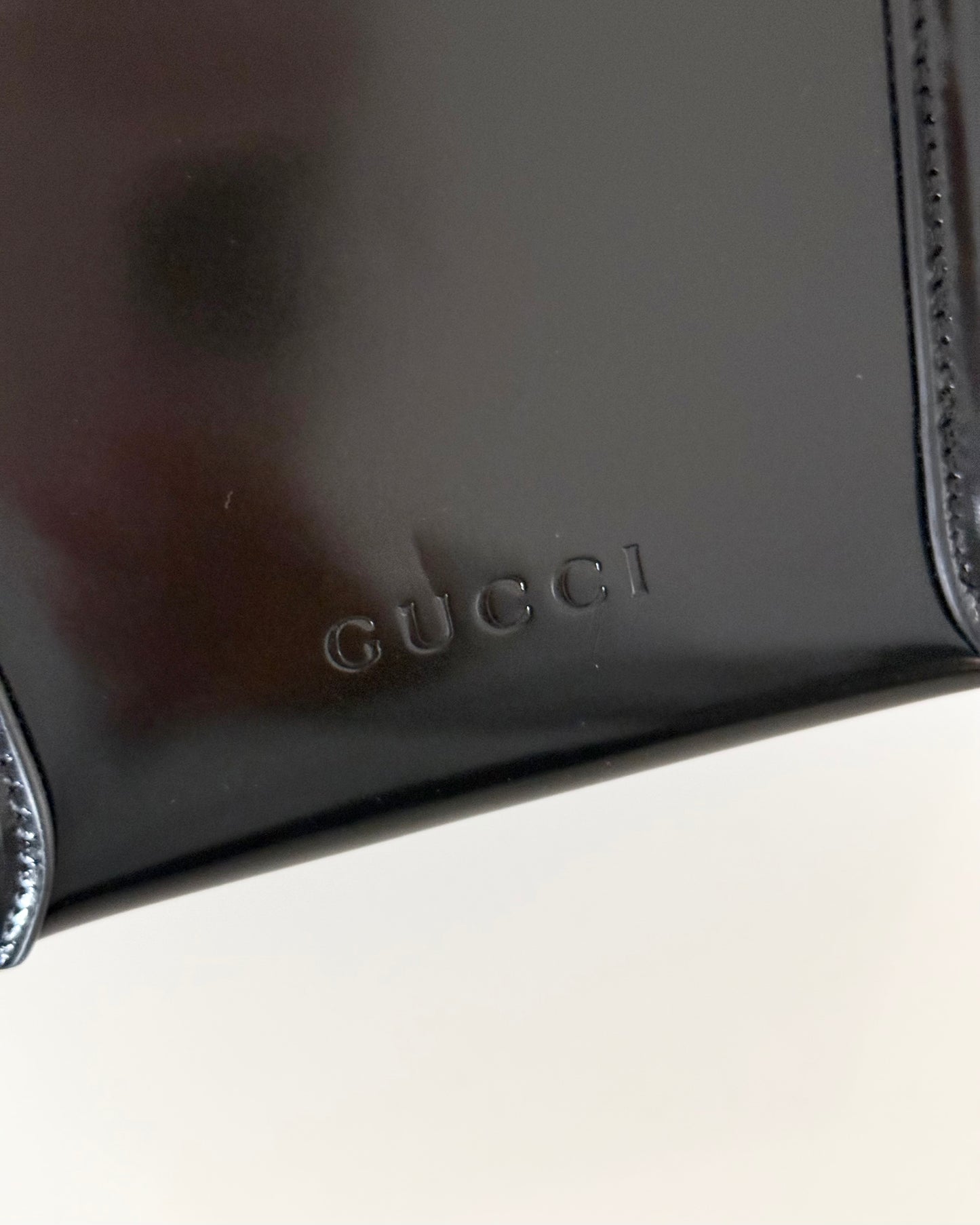 Gucci Black Leather Bamboo Top Handle