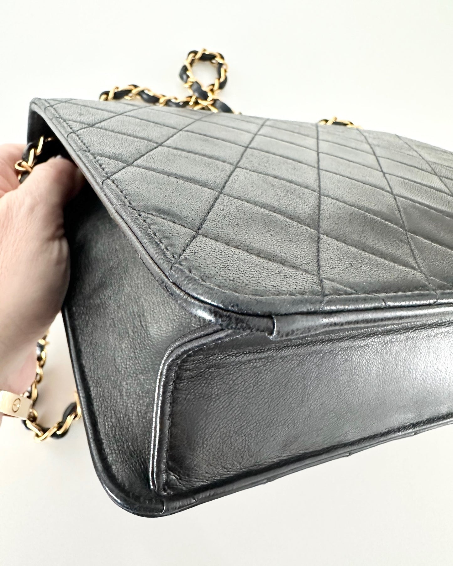 Chanel Vintage Black Lambskin Square Single Flap