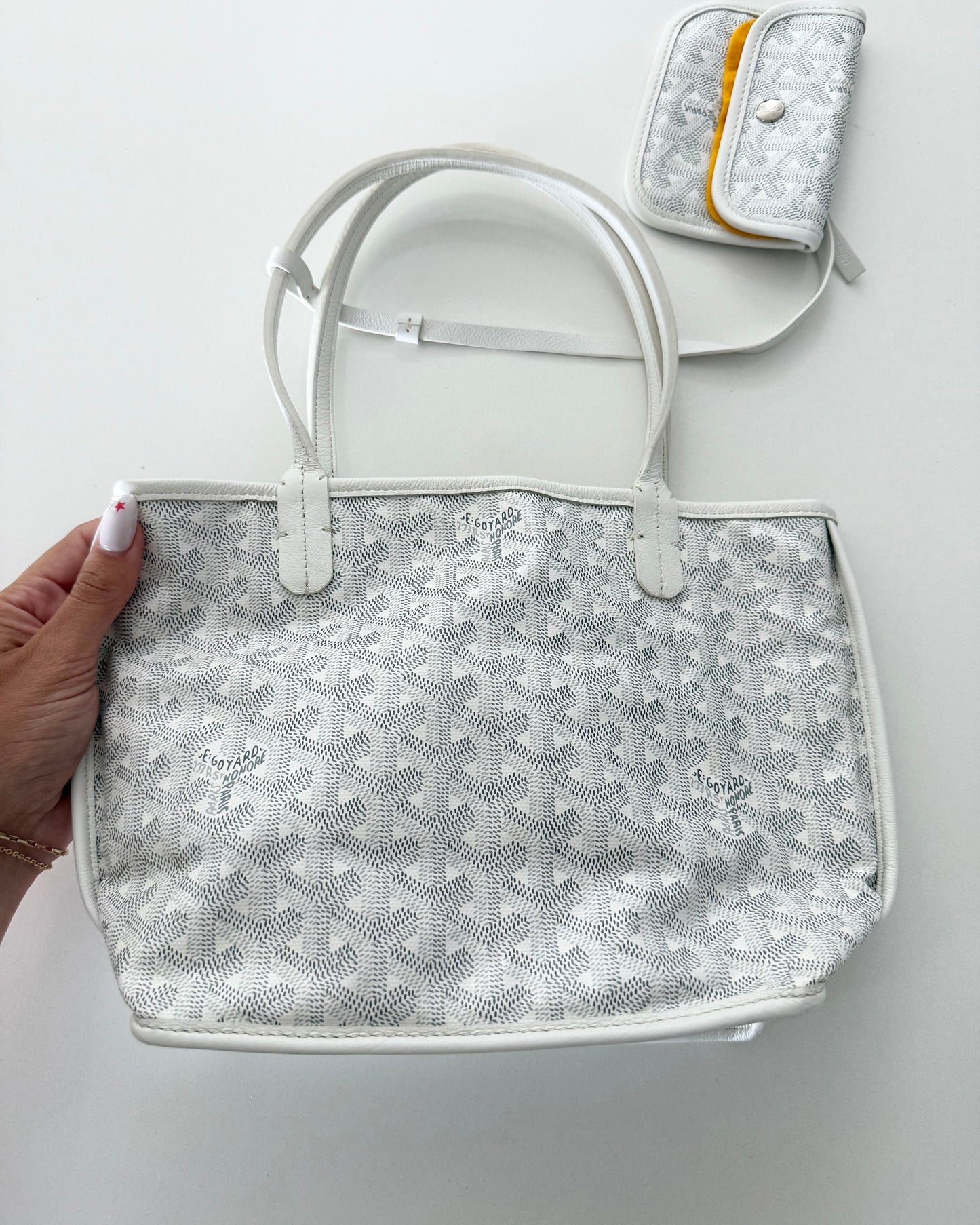 Goyard White Mini Anjou Tote