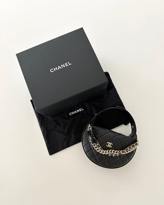 Chanel Caviar Black Bow Pouch Hobo Bag