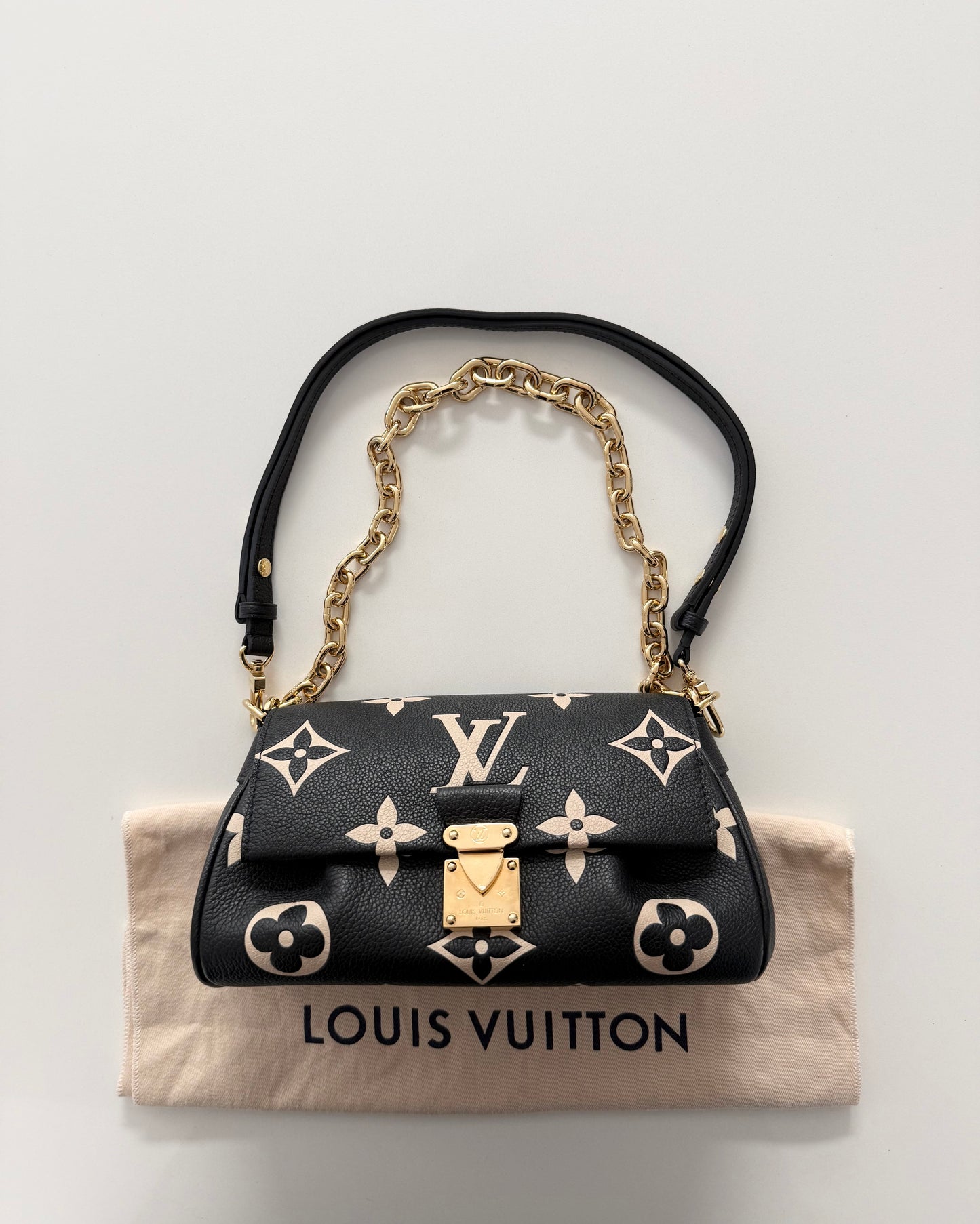 Louis Vuitton Black and Creme Monogram Empreinte Favorite NM Bag