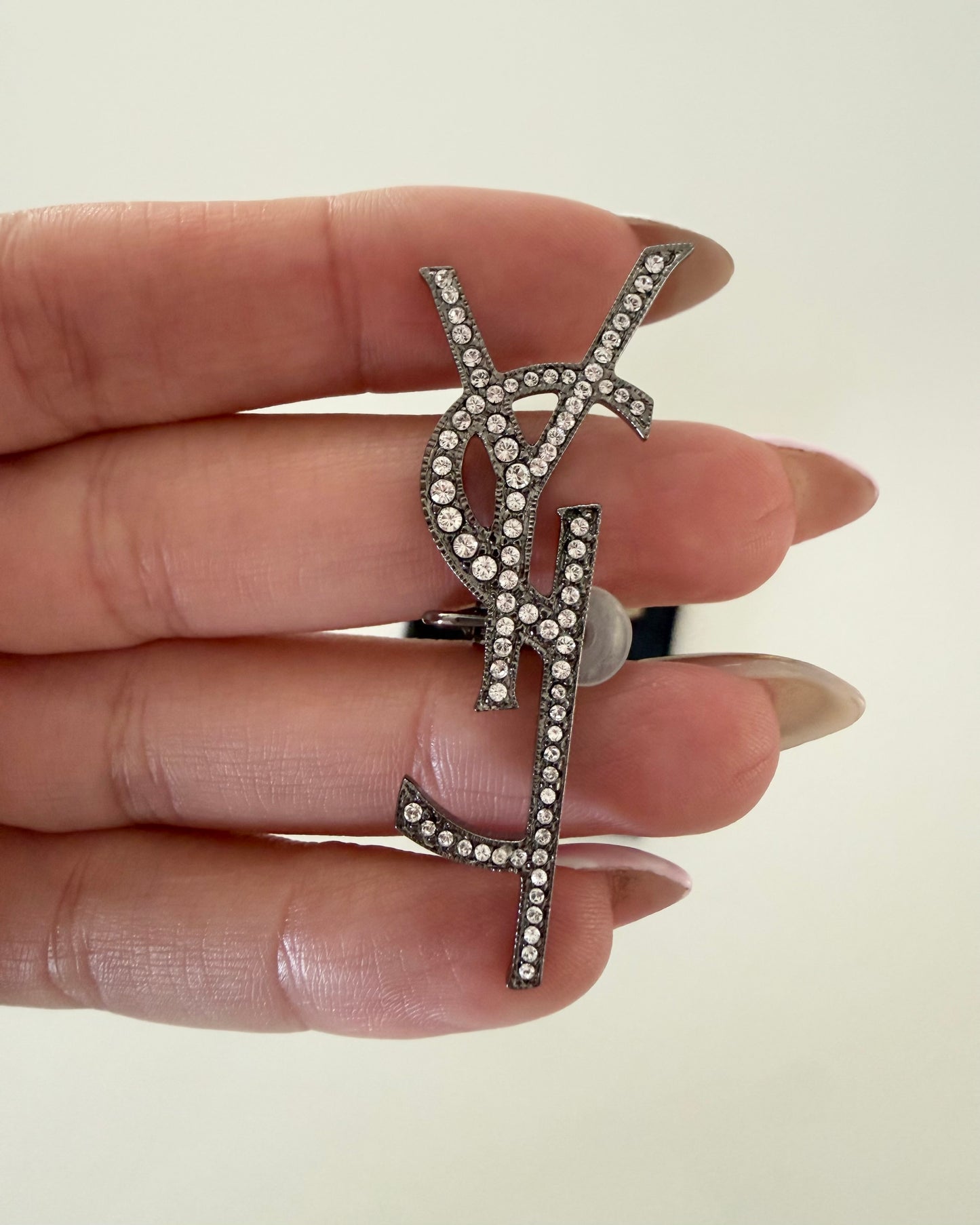 Saint Laurent Gold/Silver-tone Crystal Deconstructed Opyum Clip On Studs