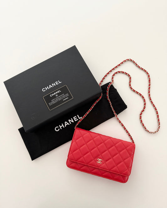 Chanel Red Caviar Classic Wallet on Chain