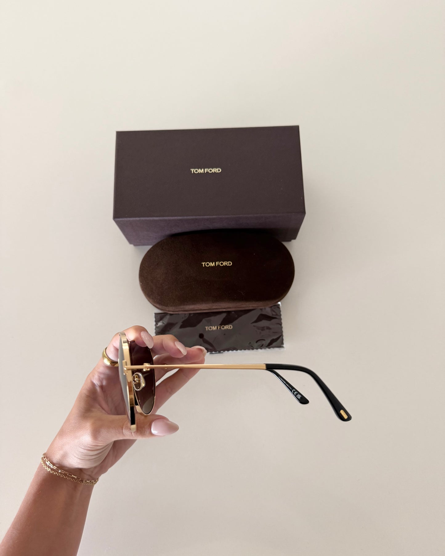Tom Ford Angled Goldtone Aviators