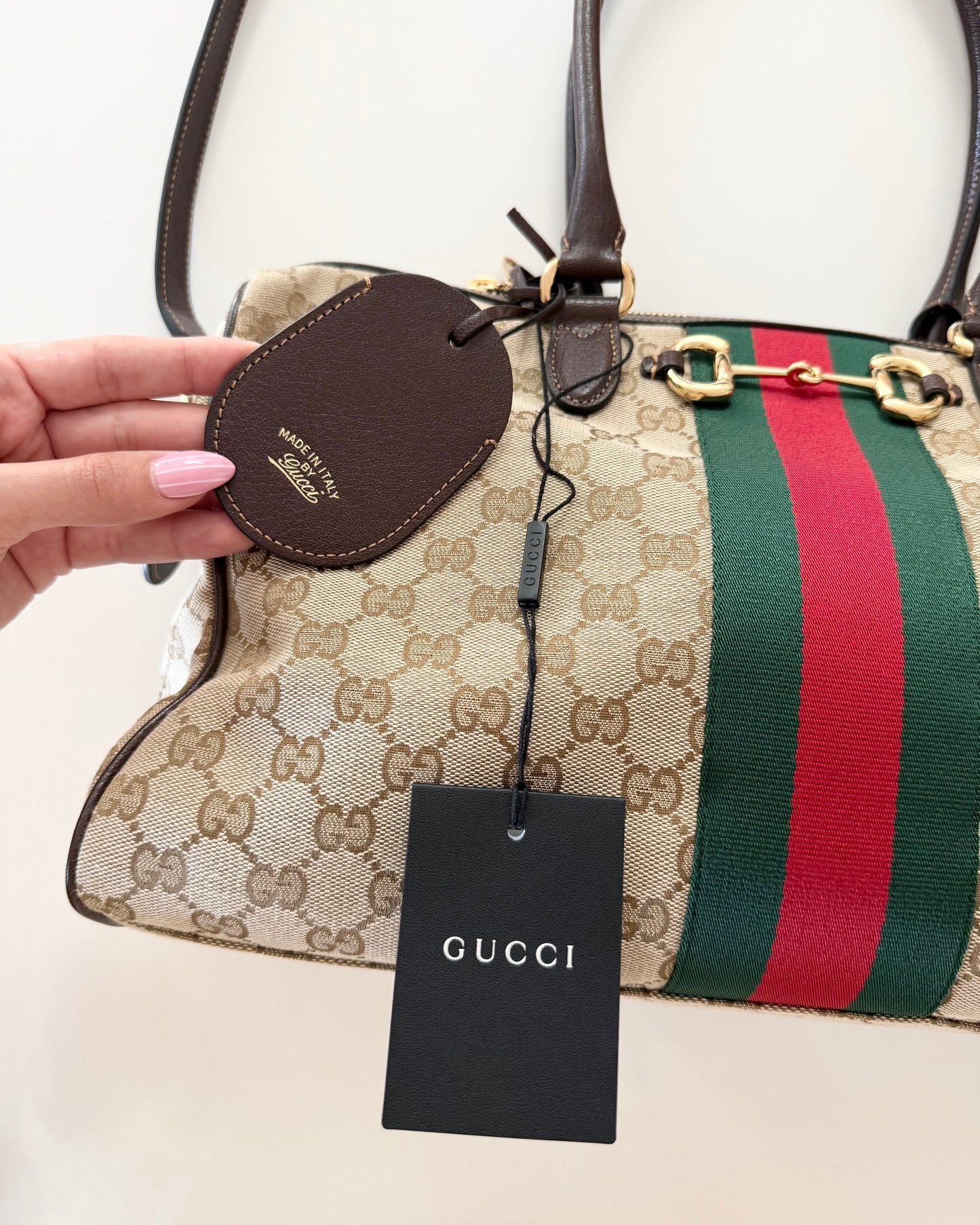 Gucci Canvas Web Boressto Large Boston Bag